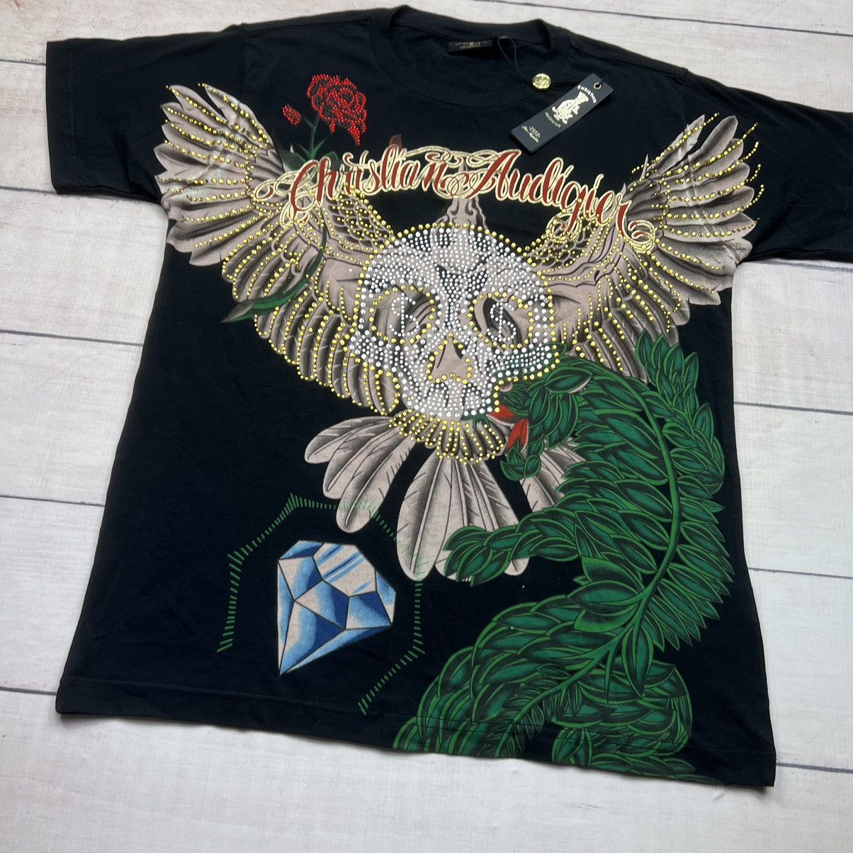 Christian Audigier × Ed Hardy Christian Audigier Print Diamonds Y2K Tee Tshirt Los Angeles Size US M / EU 48-50 / 2 - 2 Thumbnail