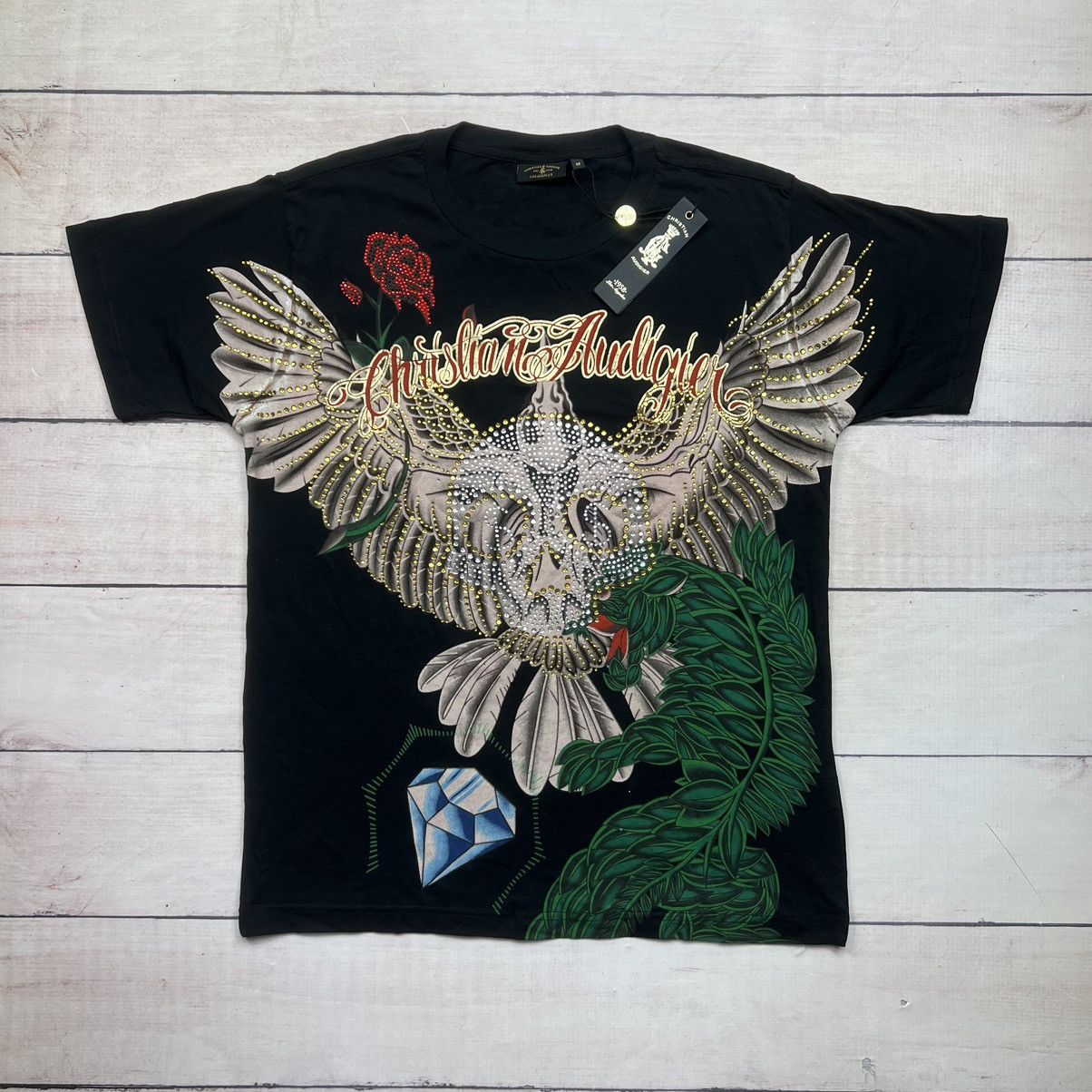 Christian Audigier × Ed Hardy Christian Audigier Print Diamonds Y2K Tee Tshirt Los Angeles Size US M / EU 48-50 / 2 - 1 Thumbnail