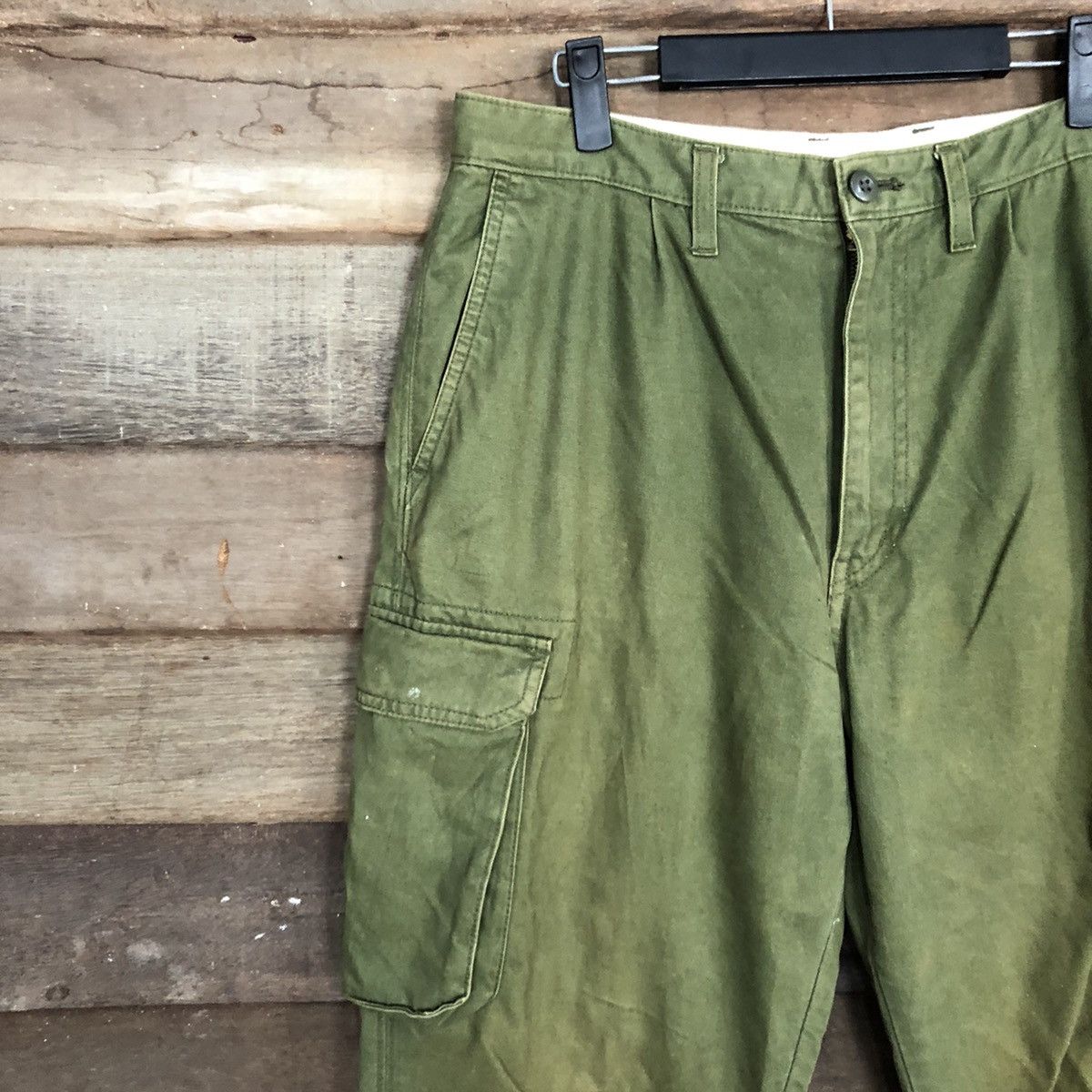 Japanese Brand VINTAGE GU JAPAN FADED GREEN BAGGY CARGO PANTS #0534 Size US 32 / EU 48 - 6 Thumbnail