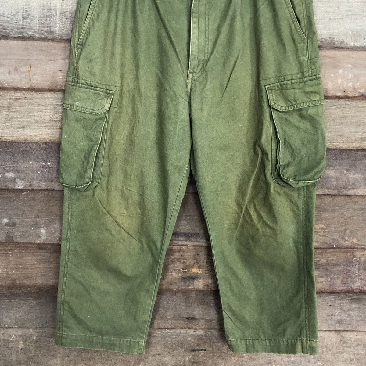 Japanese Brand VINTAGE GU JAPAN FADED GREEN BAGGY CARGO PANTS #0534 Size US 32 / EU 48 - 3 Thumbnail