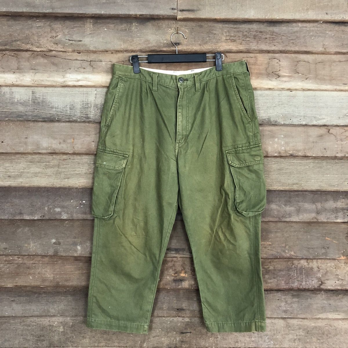 Japanese Brand VINTAGE GU JAPAN FADED GREEN BAGGY CARGO PANTS #0534 Size US 32 / EU 48 - 1 Thumbnail