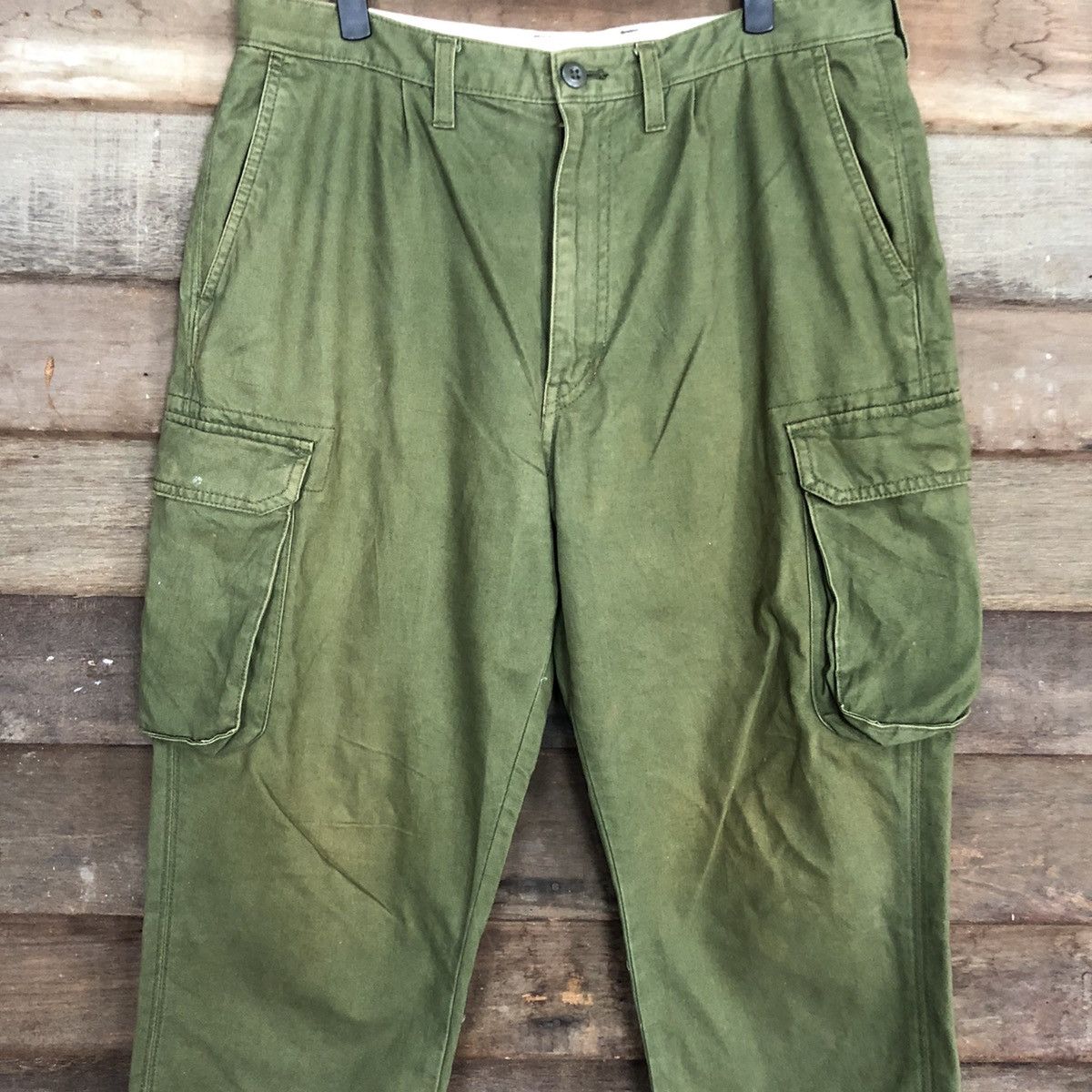 Japanese Brand VINTAGE GU JAPAN FADED GREEN BAGGY CARGO PANTS #0534 Size US 32 / EU 48 - 4 Thumbnail