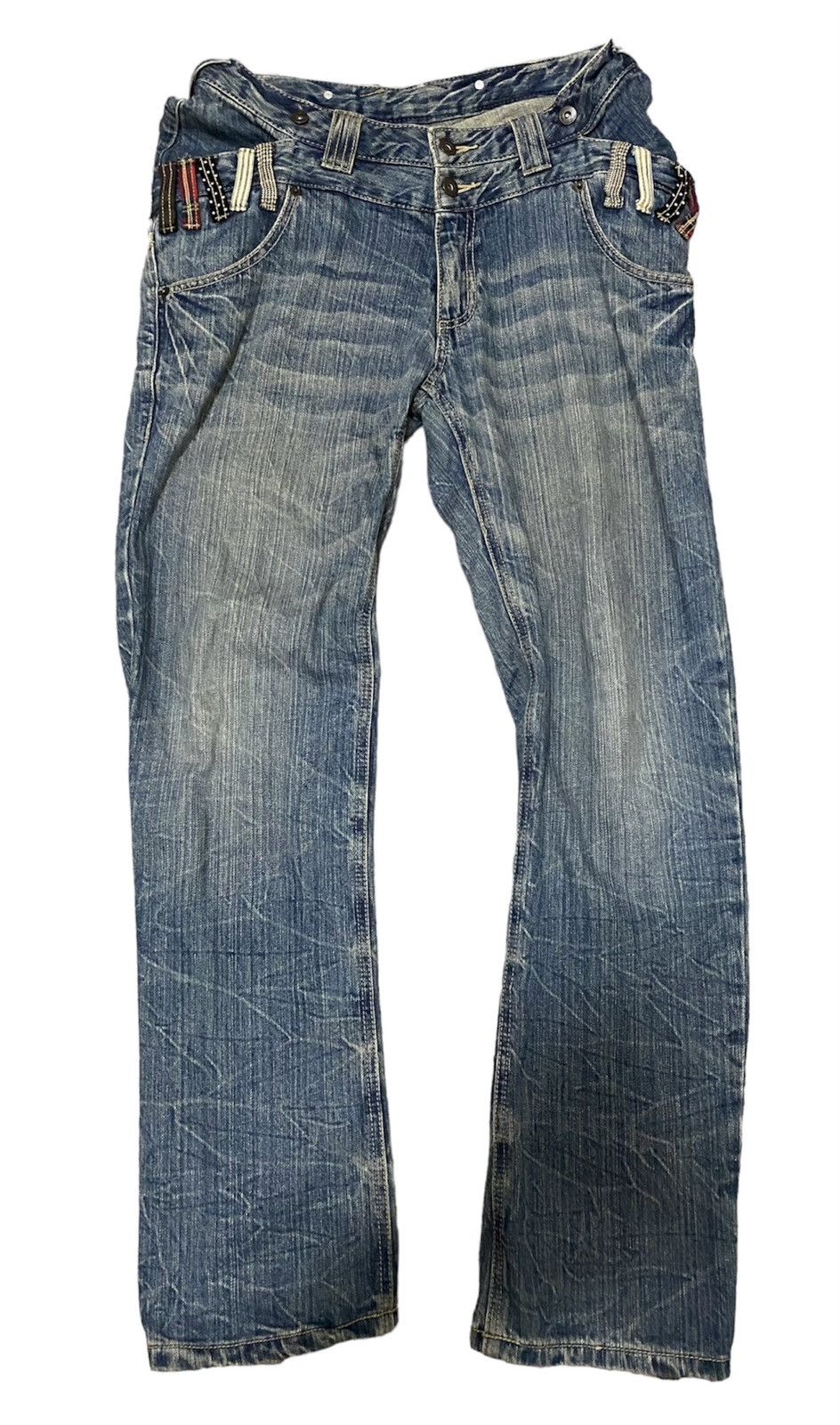 Designer Double Waist Denim Streetwear Design Wild Printed Size US 31 - 2 Thumbnail