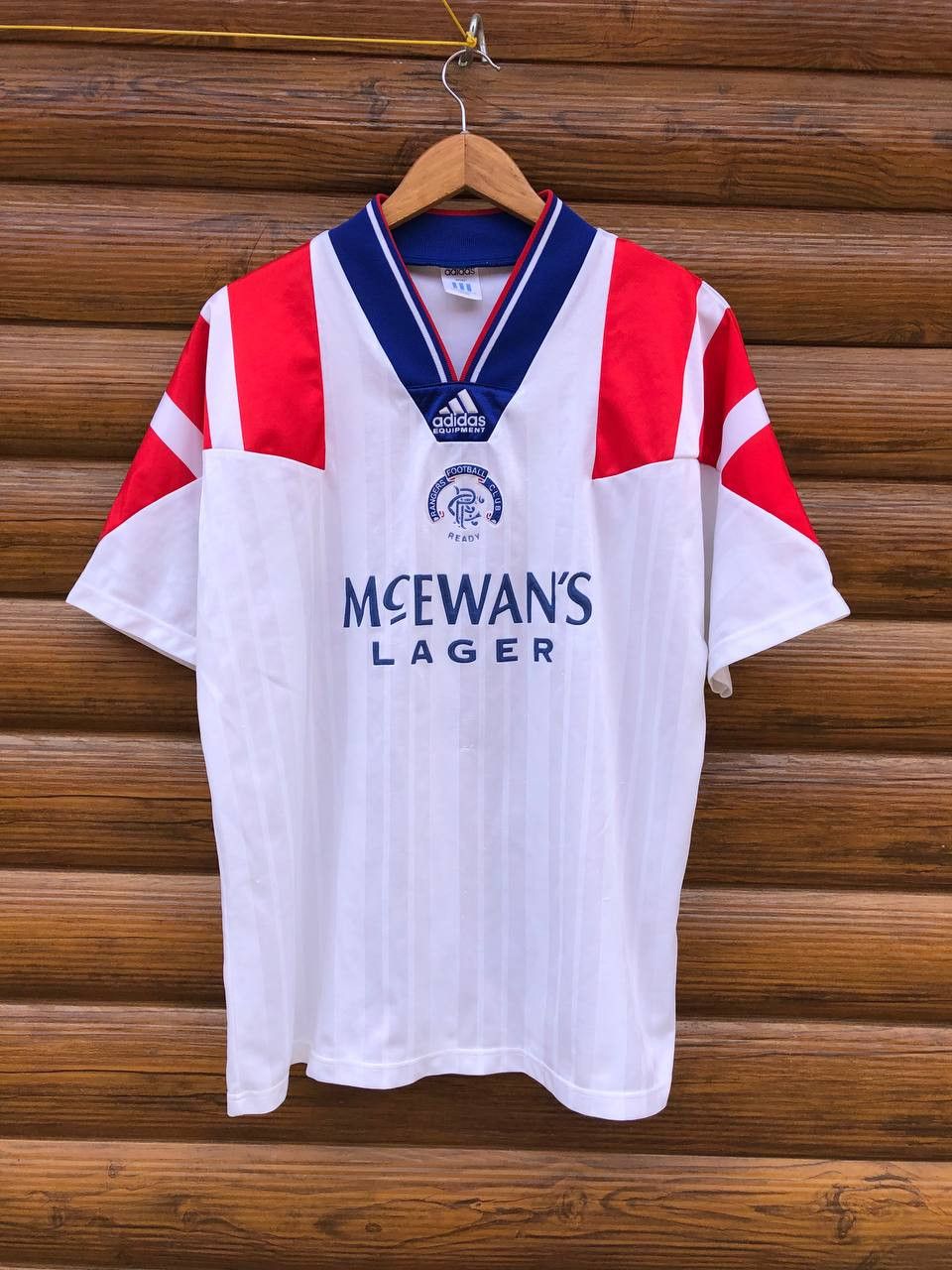 image of Vintage 90's Adidas Equipment . Glasgow Rangers Soccer Jersey in White, Men's (Size XL)