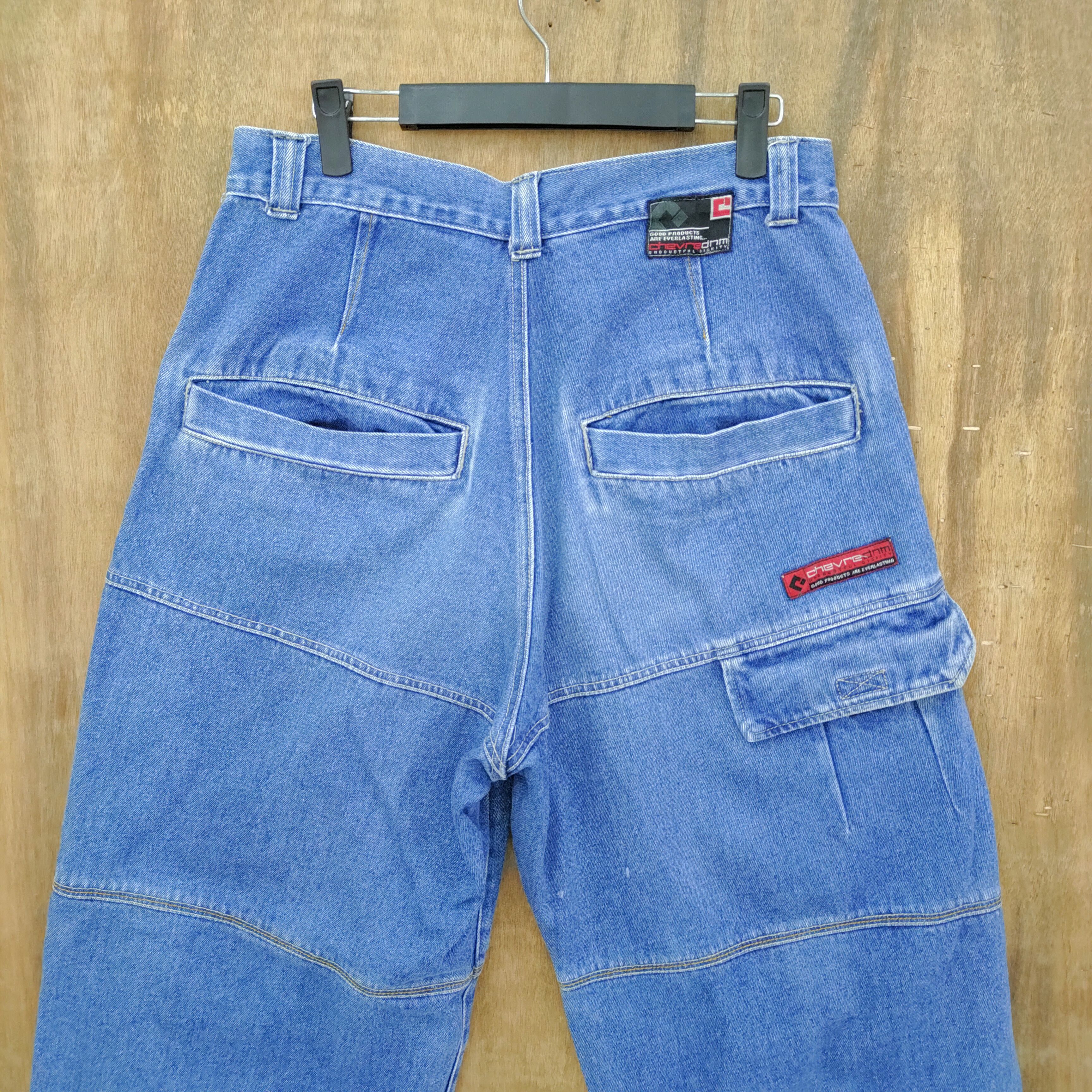 Japanese Brand CHEVRE DENIM FADED BAGGY CARGO PANTS /BUSH PANTS Size US 31 - 9 Thumbnail