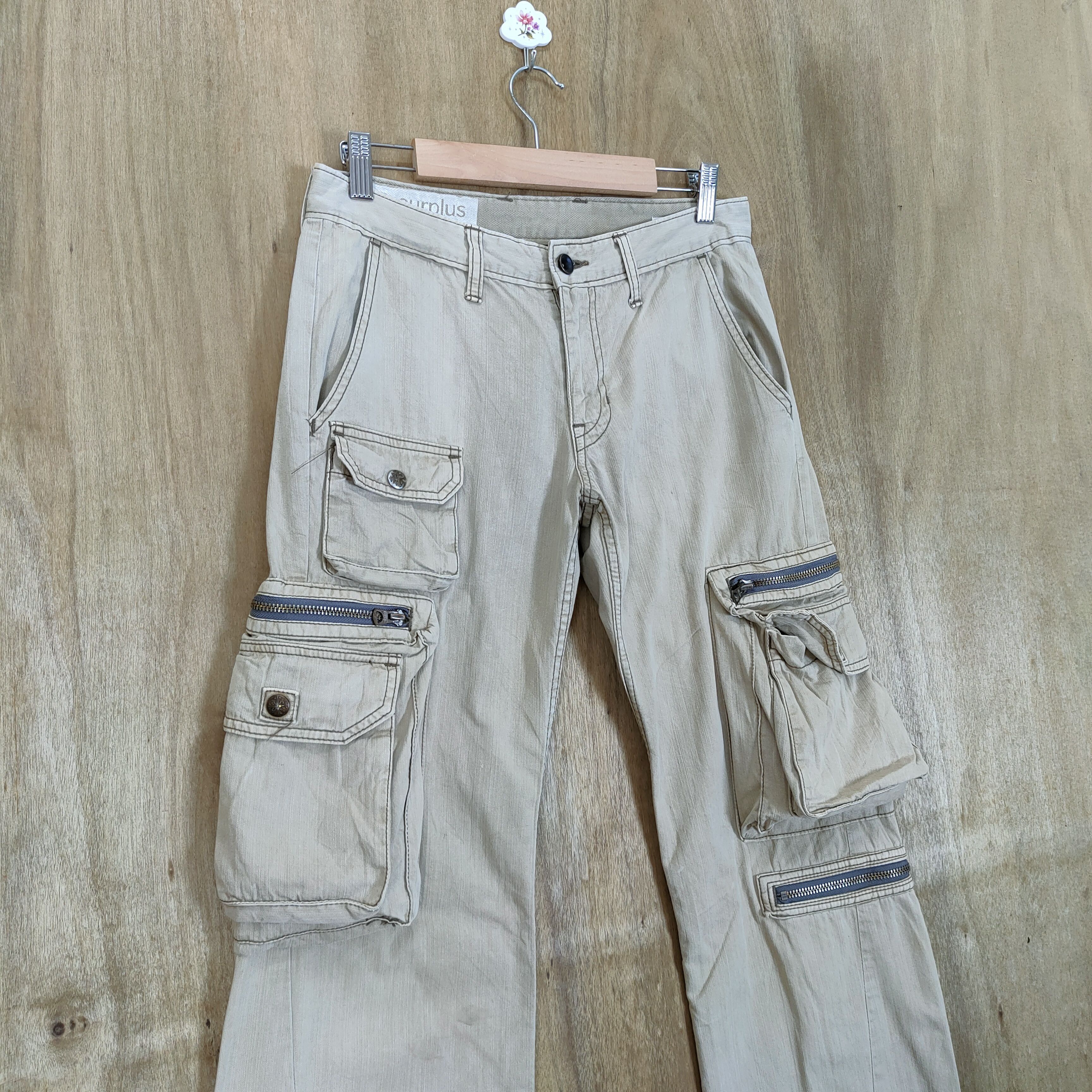 Vision Streetwear VINTAGE SURPLUS BOOTCUT FLARE CARGO PANTS Size US 29 - 3 Thumbnail