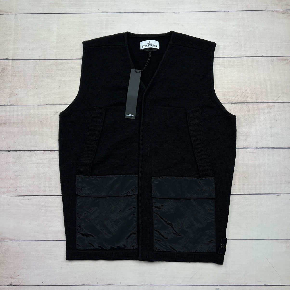 Stone Island Black Nylon Vest Metal Knit Gilet
