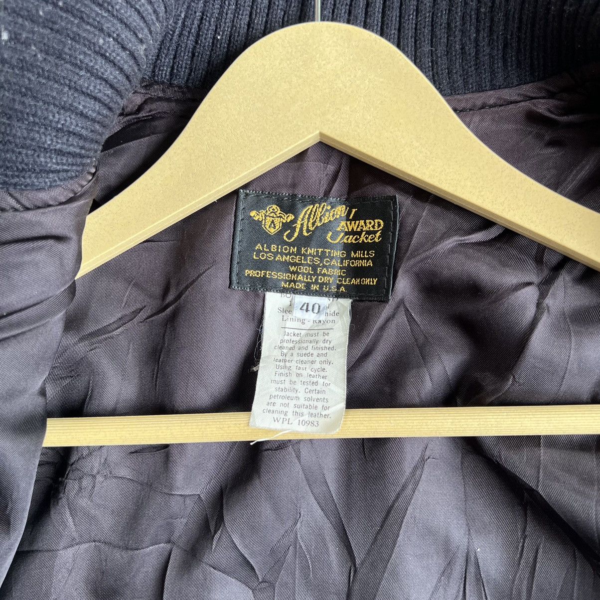 Vintage Vintage Albion Knitting Mills Leather Varsity Jacket Size US L / EU 52-54 / 3 - 5 Thumbnail