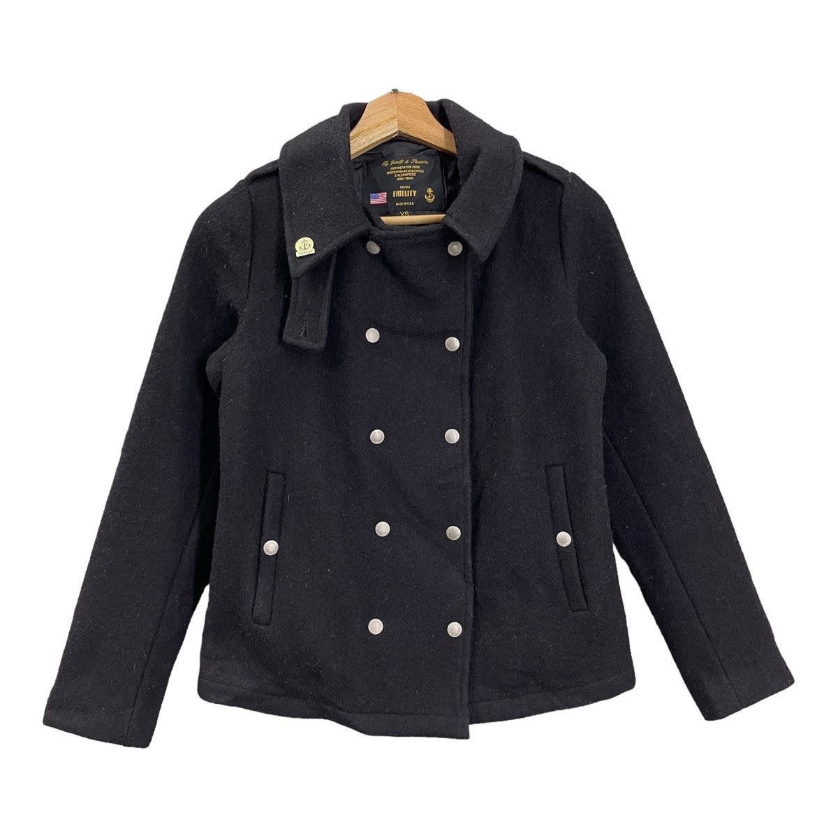 image of Vintage 90's Fidelity By Gerald & Stewart Wool Peacoat Jacket in Black, Men's (Size XS)
