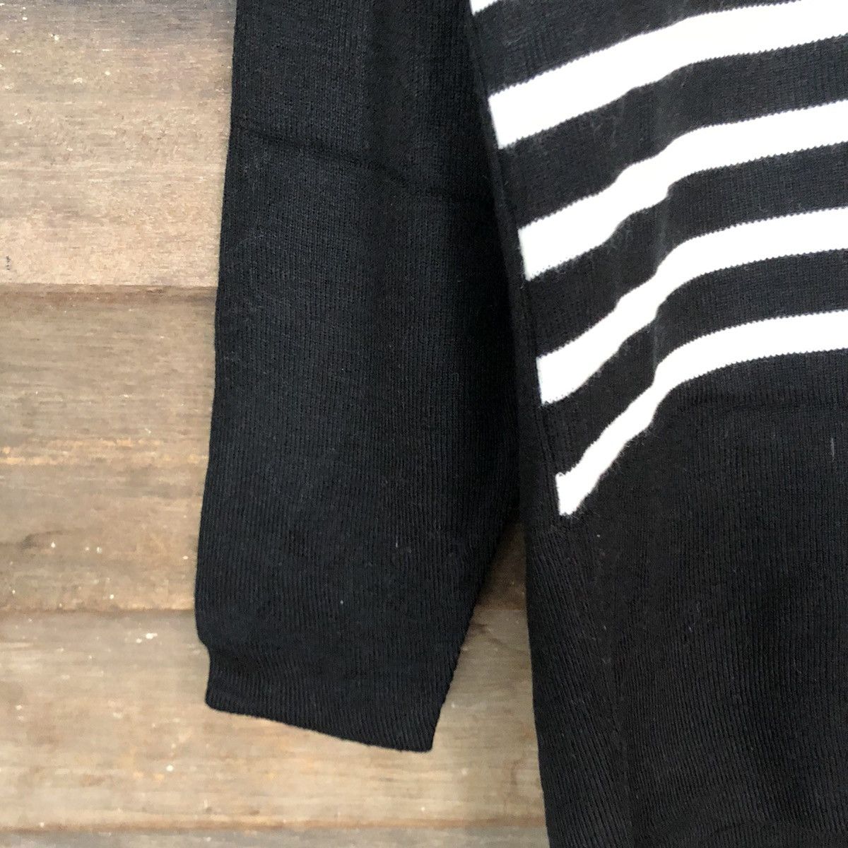 Homespun Knitwear Yuh Feng Black Cardigan knit vintage stripe #520B Size US L / EU 52-54 / 3 - 6 Thumbnail