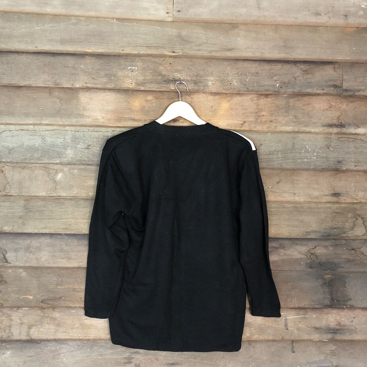 Homespun Knitwear Yuh Feng Black Cardigan knit vintage stripe #520B Size US L / EU 52-54 / 3 - 12 Thumbnail