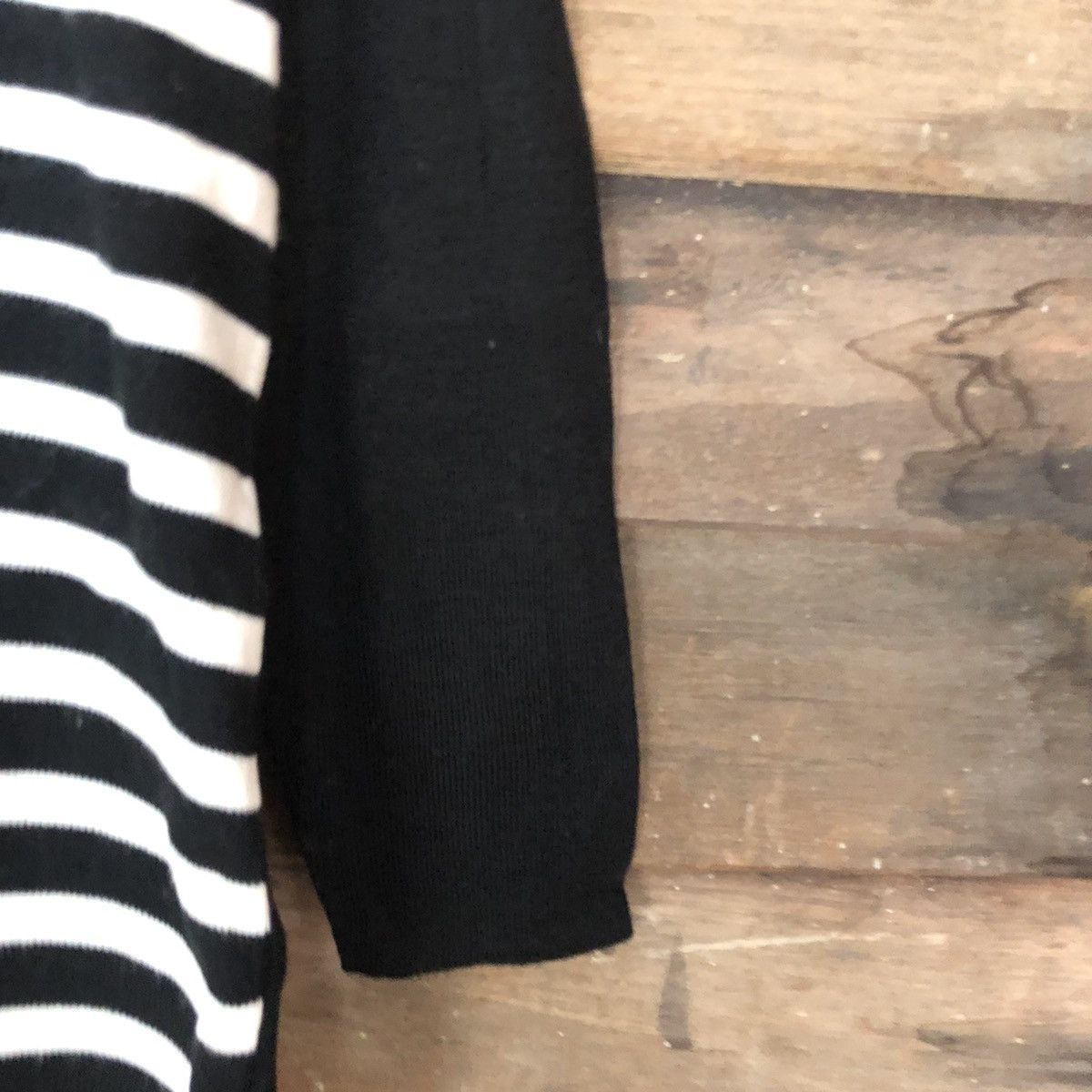 Homespun Knitwear Yuh Feng Black Cardigan knit vintage stripe #520B Size US L / EU 52-54 / 3 - 4 Thumbnail
