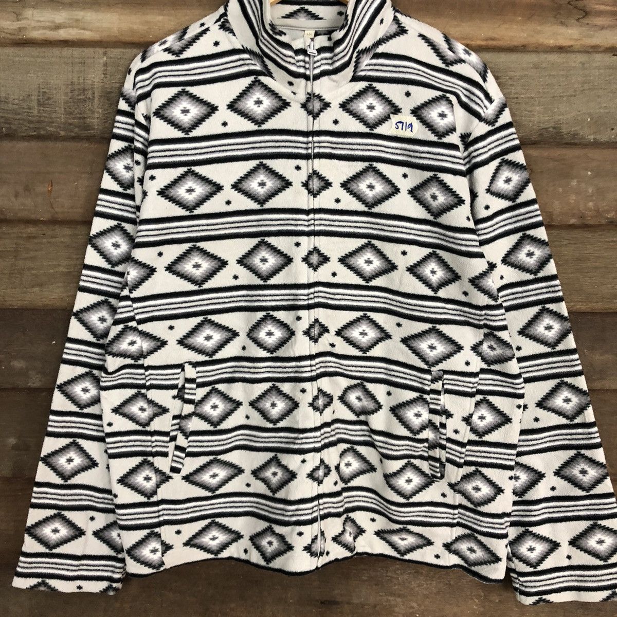 Japanese Brand Topvalu Navajo fleece Grey Sweatshirt #5719 Size US XL / EU 56 / 4 - 8 Thumbnail