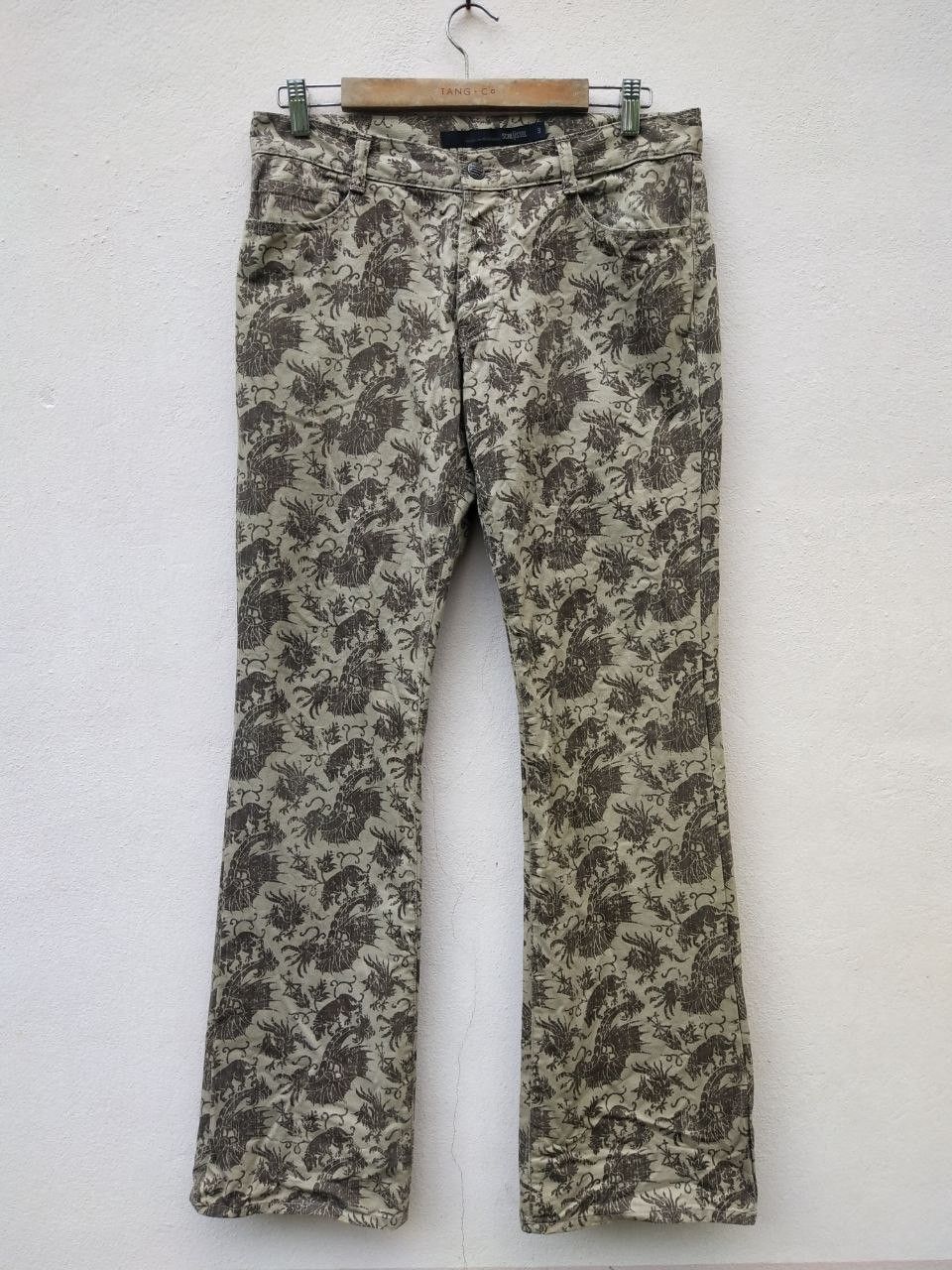 Schlussel Japanese Brand SCHLÜSSEL Art Animal Fullprint Flare Pants Size US 32 / EU 48 - 2 Thumbnail