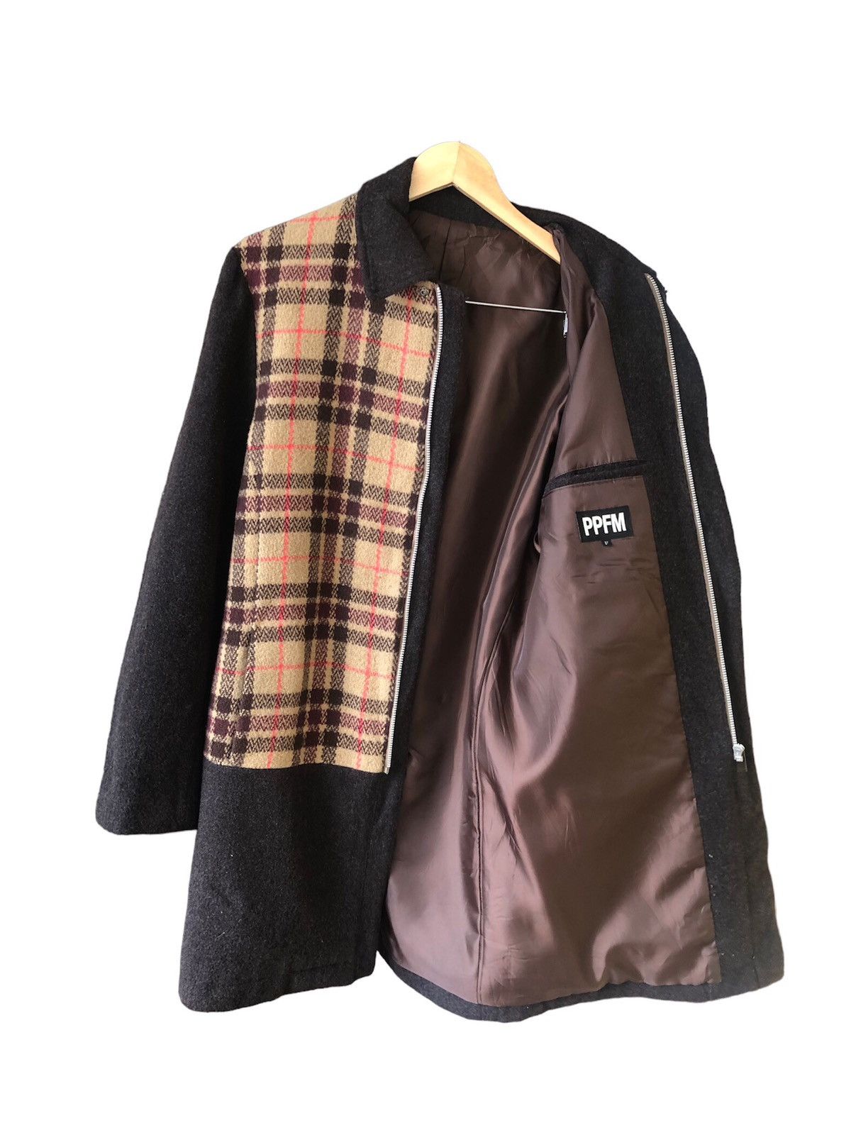 PPFM Vintage PPFM Gingham Brown Wool Long Coat Size US L / EU 52-54 / 3 - 1 Thumbnail