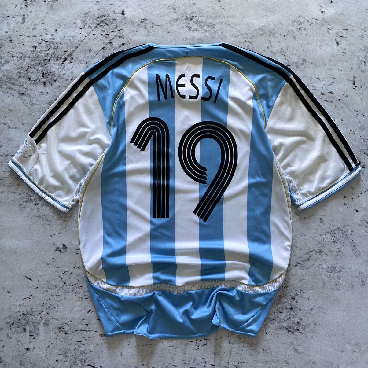 Argentina #19 Messi Retro Jersey Home World Cup 2006