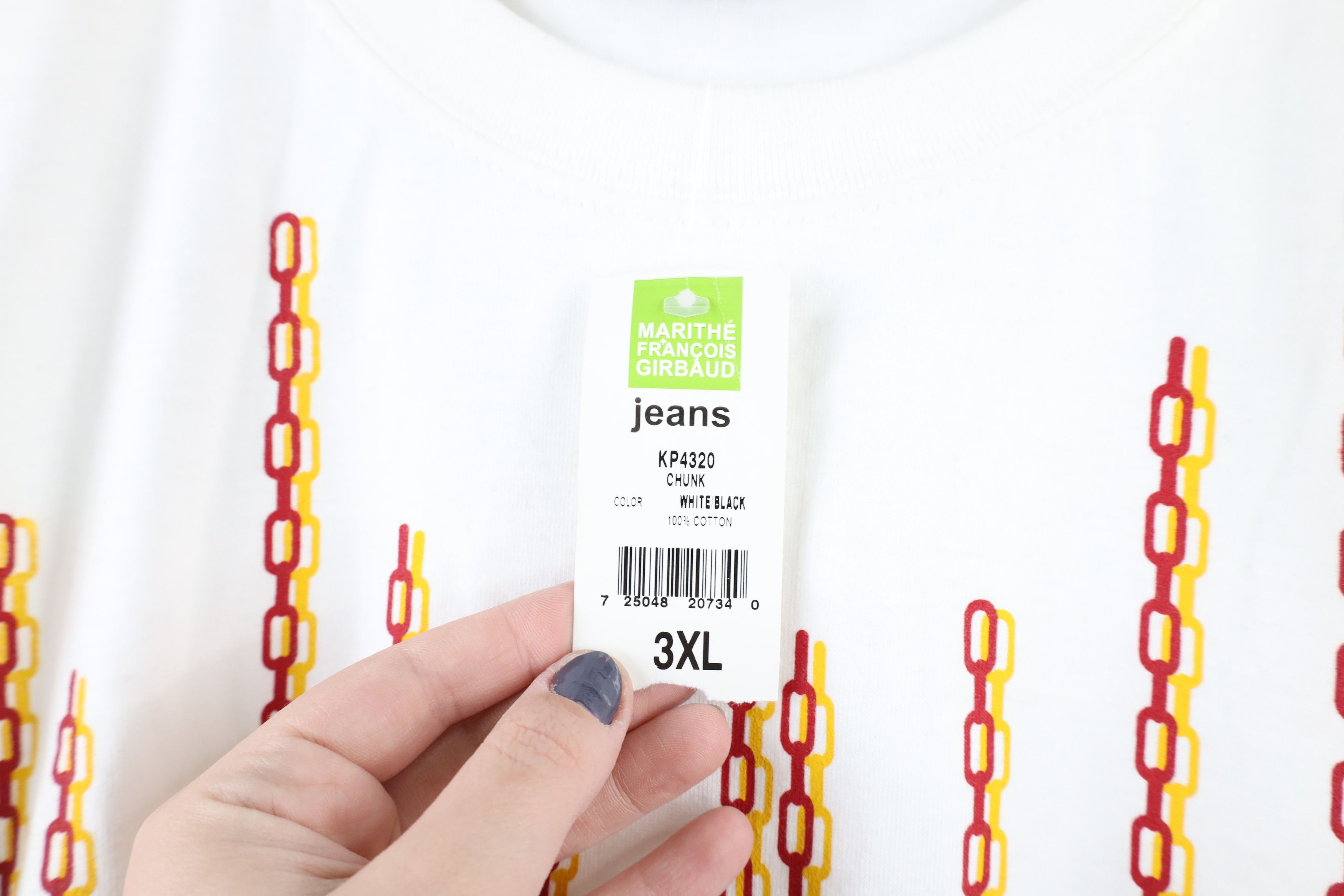 Marithe + Francois Girbaud × Vintage NOS Vintage 90s Marithe Francois Girbaud Link T-Shirt White Size US XXL / EU 58 / 5 - 6 Thumbnail