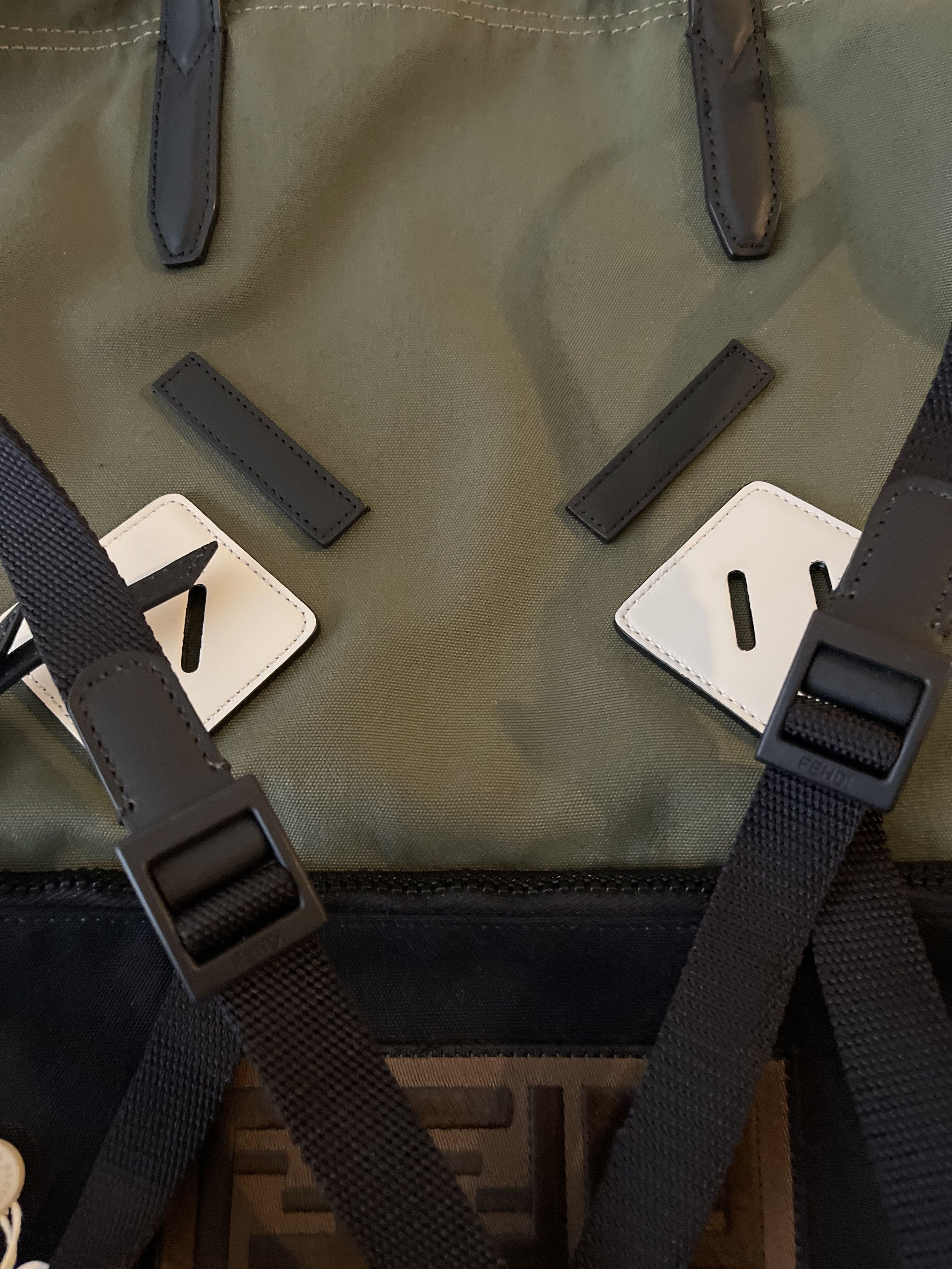 Fendi Fendi Men's Angry Eyes Motif Canvas & Leather Backpack Tote Size ONE SIZE - 7 Thumbnail