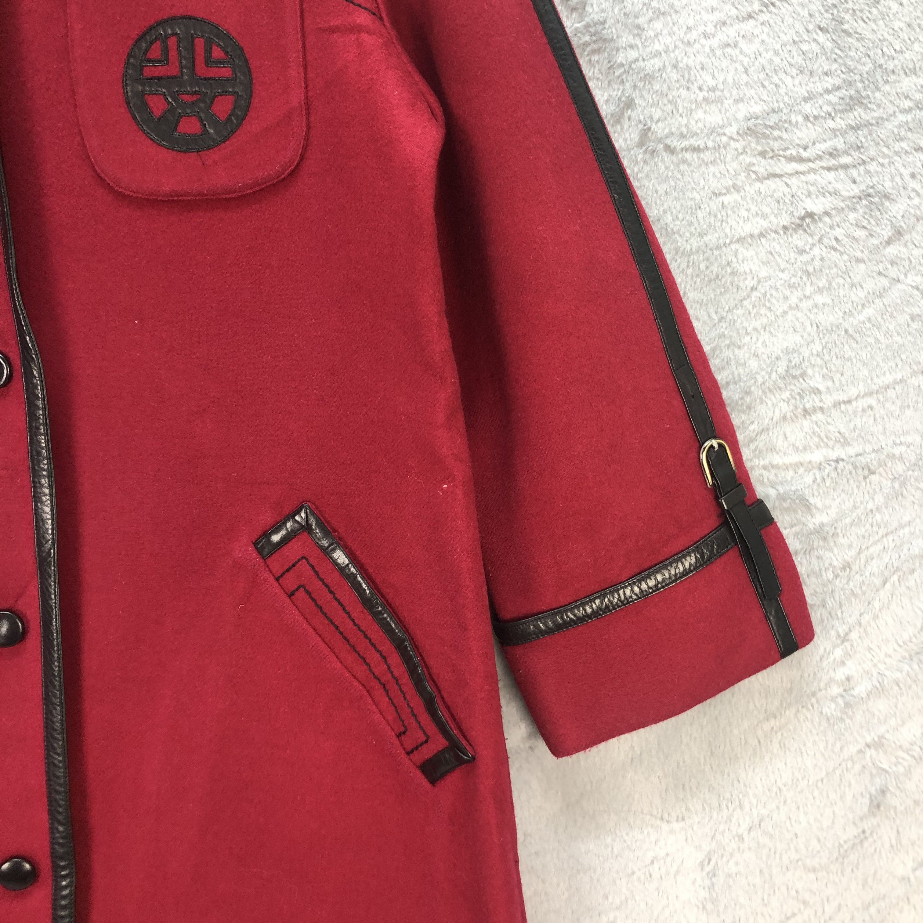 Japanese Brand LOUIS FERAUD RED LONG COAT #6657-78 Size M / US 6-8 / IT 42-44 - 6 Thumbnail