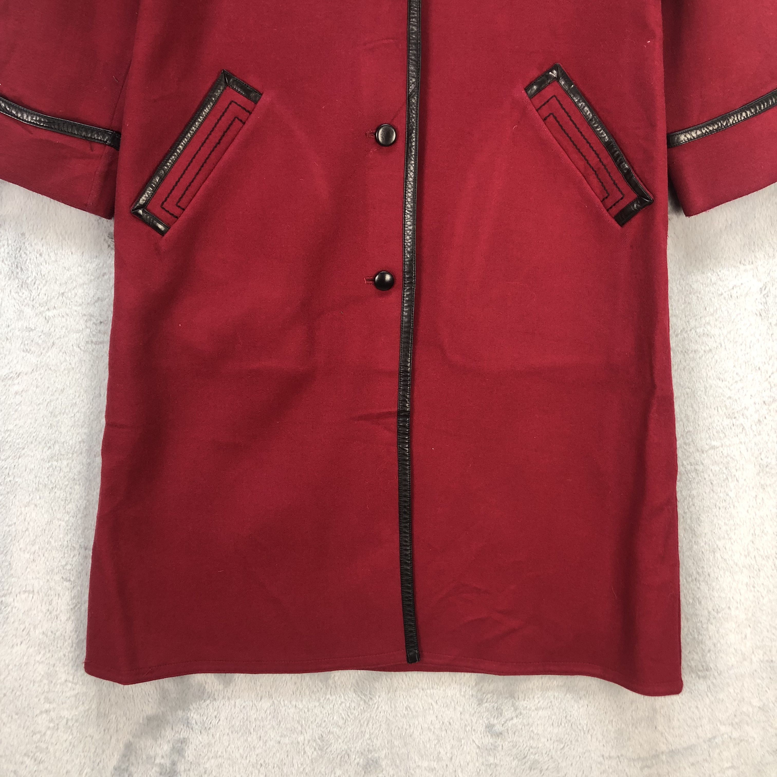 Japanese Brand LOUIS FERAUD RED LONG COAT #6657-78 Size M / US 6-8 / IT 42-44 - 4 Thumbnail