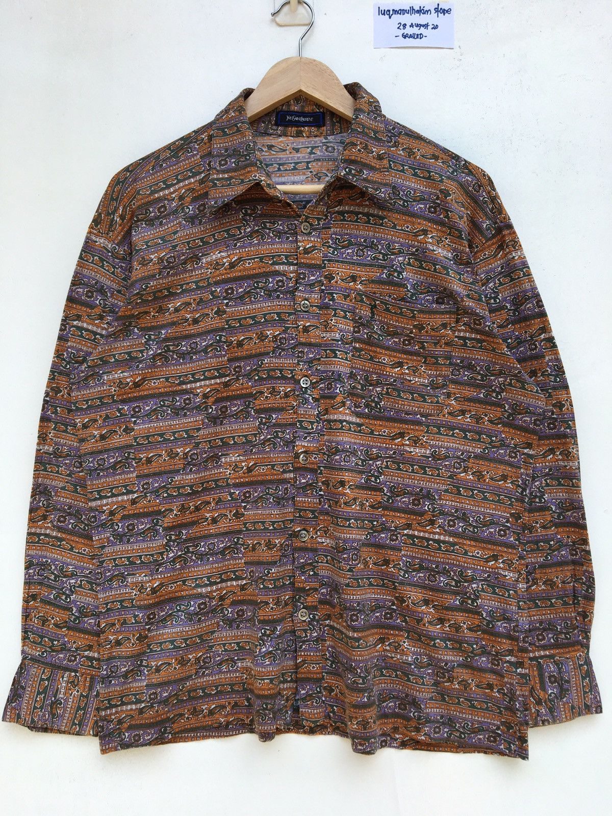 Yves Saint Laurent Vtg 90s Yves Saint Laurent Paisley Unique Design Longsleeve Size US L / EU 52-54 / 3 - 1 Thumbnail