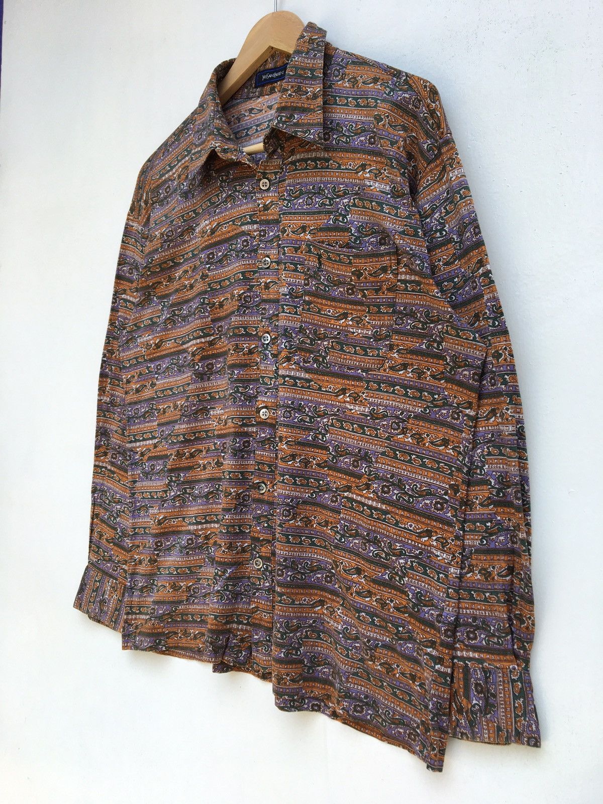 Yves Saint Laurent Vtg 90s Yves Saint Laurent Paisley Unique Design Longsleeve Size US L / EU 52-54 / 3 - 3 Thumbnail