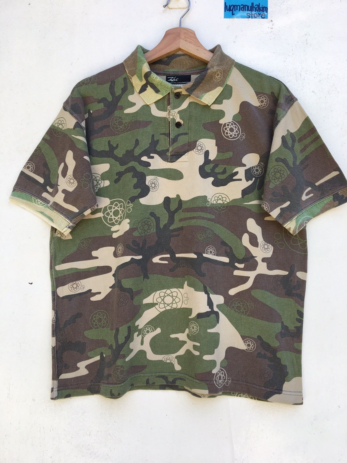 image of Futura Laboratories Army Print Button Shirt in Green, Men's (Size Medium)