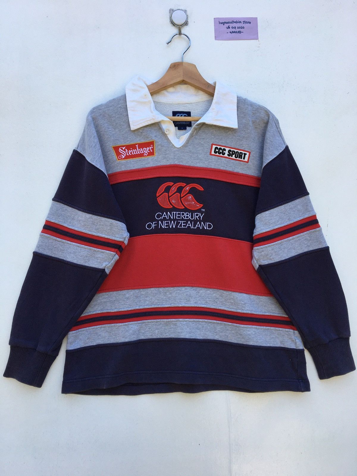 image of Canterbury Of New Zealand Steinlager All Blacks Polo Rugby in Blue, Men's (Size Large)