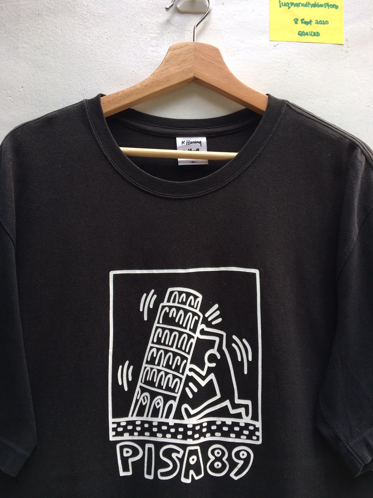 image of Vintage Keith Haring Pisa 89 Tshirt in Black, Men's (Size XL)