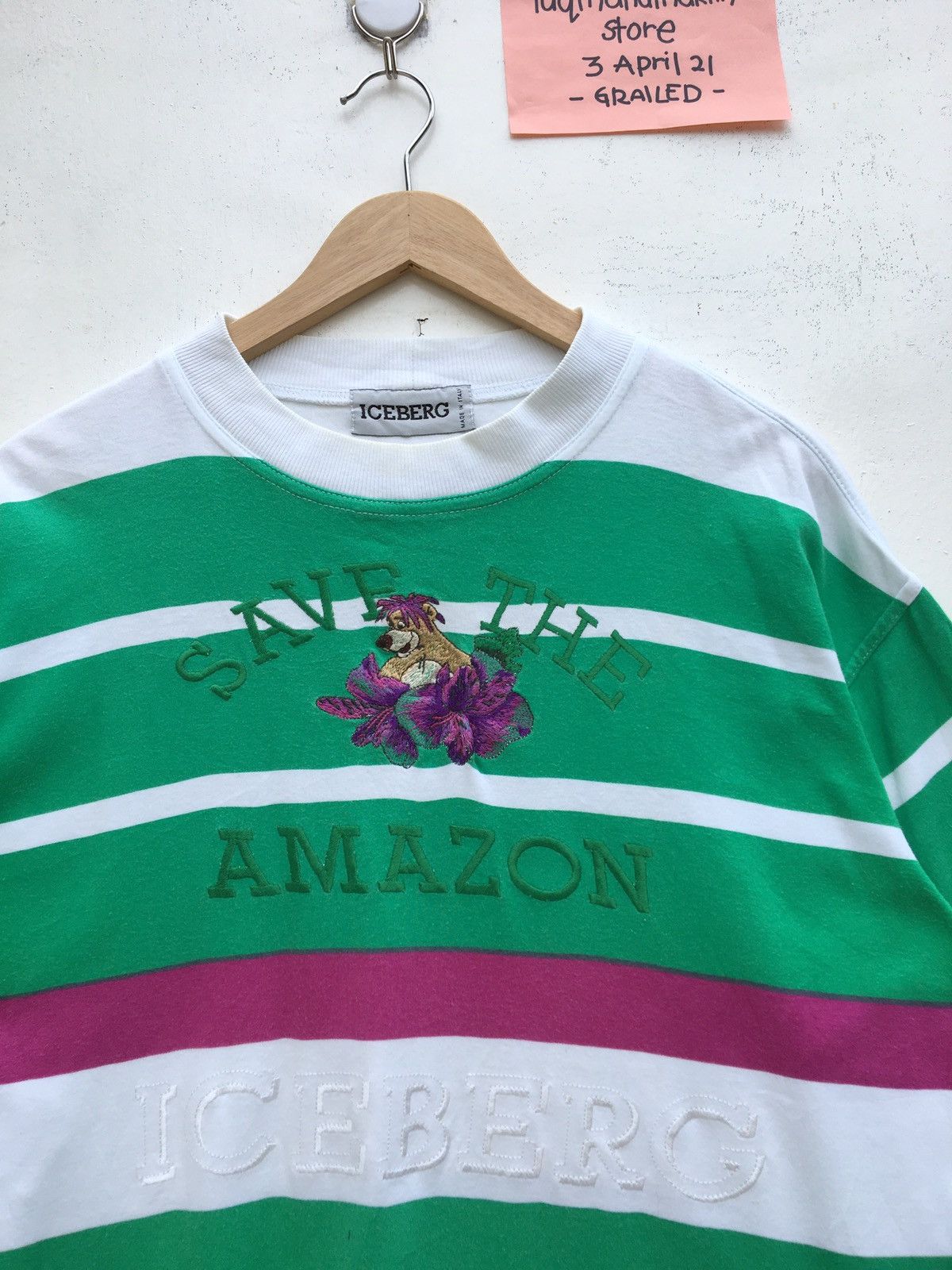 image of Iceberg Save The Amazon Multicolor Tshirt in Green, Men's (Size Large)