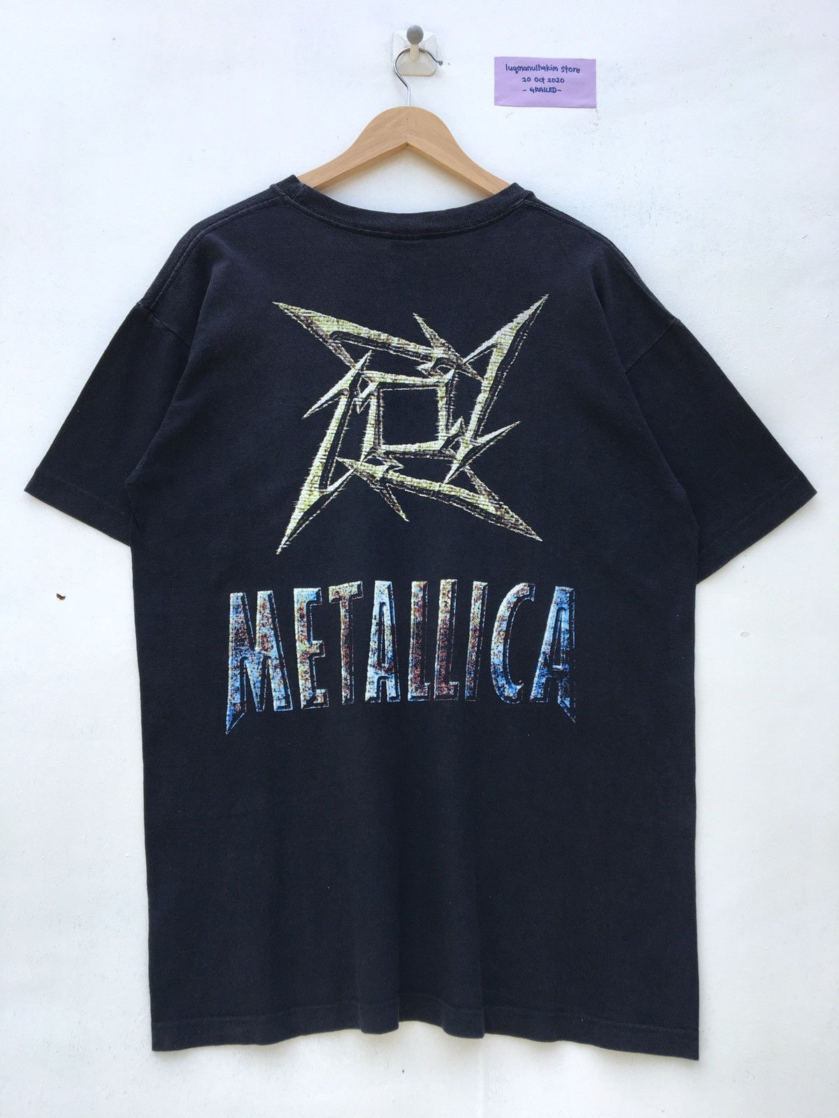 METALLICA Metallica Band T-shirt Band T Men's S size unclear black type Vintage Second Hand
