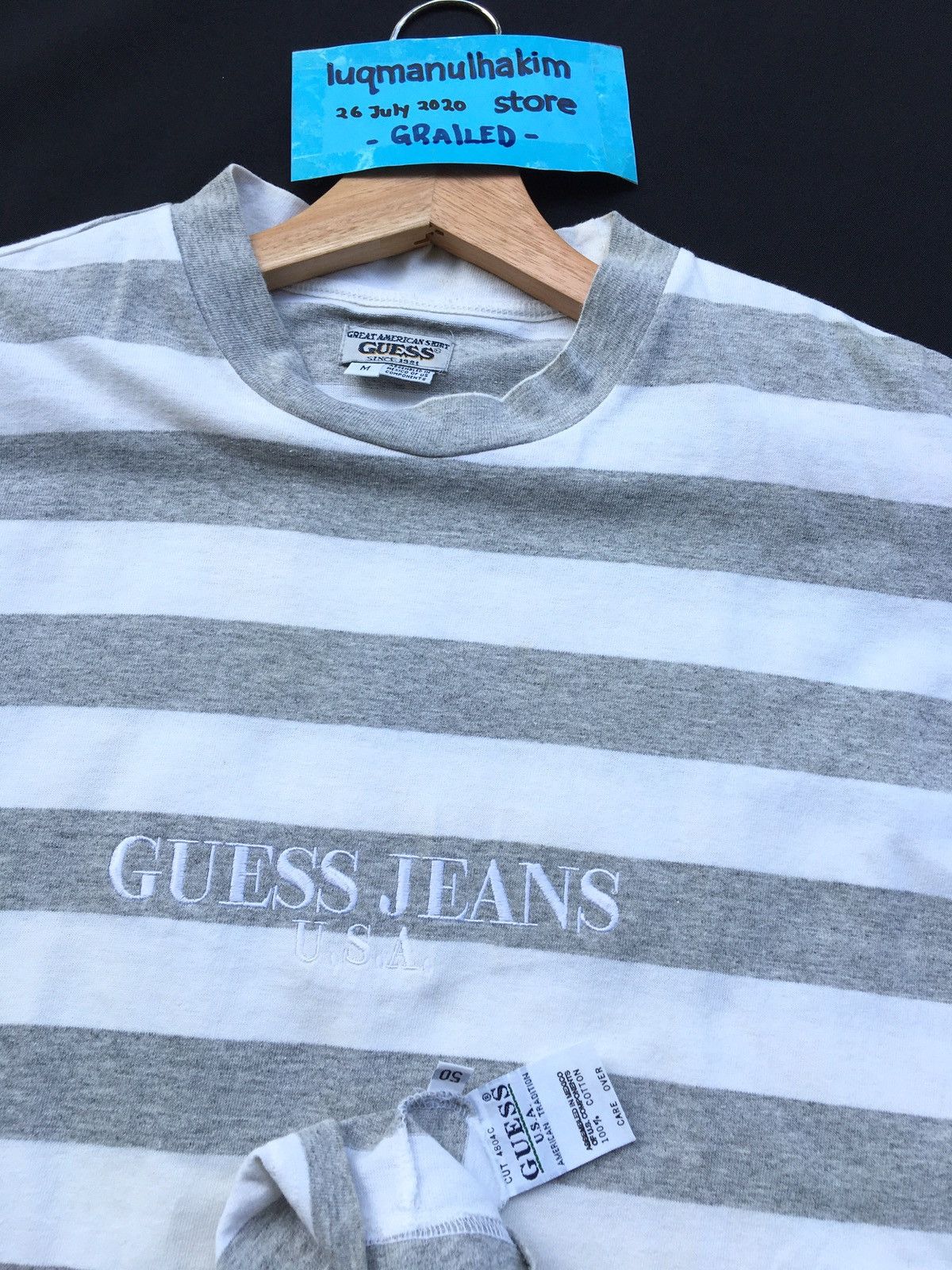 Guess Vintage 90s Guess Jeans Embroidered Striped Tee Size US M / EU 48-50 / 2 - 12 Thumbnail