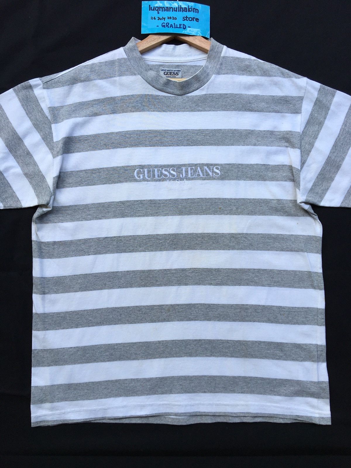 Guess Vintage 90s Guess Jeans Embroidered Striped Tee Size US M / EU 48-50 / 2 - 7 Thumbnail