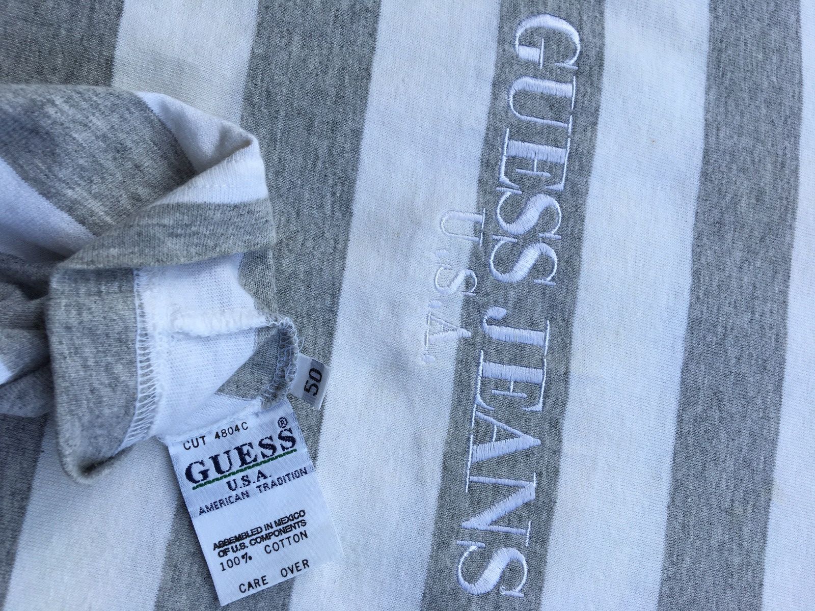 Guess Vintage 90s Guess Jeans Embroidered Striped Tee Size US M / EU 48-50 / 2 - 21 Thumbnail