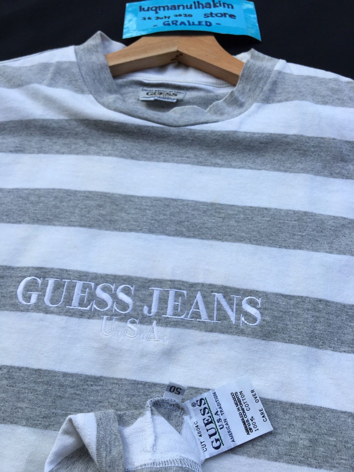 Guess Vintage 90s Guess Jeans Embroidered Striped Tee Size US M / EU 48-50 / 2 - 13 Thumbnail