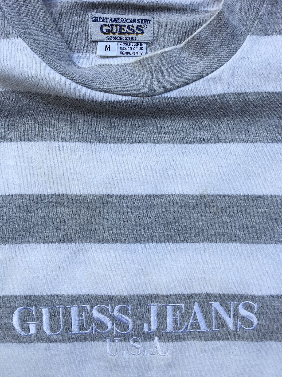 Guess Vintage 90s Guess Jeans Embroidered Striped Tee Size US M / EU 48-50 / 2 - 11 Thumbnail
