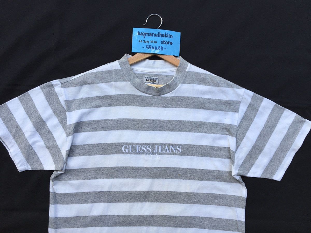 Guess Vintage 90s Guess Jeans Embroidered Striped Tee Size US M / EU 48-50 / 2 - 9 Thumbnail