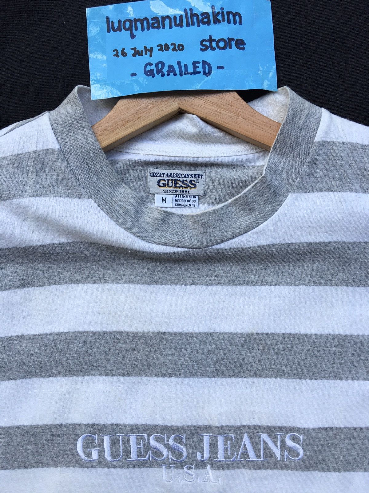 Guess Vintage 90s Guess Jeans Embroidered Striped Tee Size US M / EU 48-50 / 2 - 10 Thumbnail