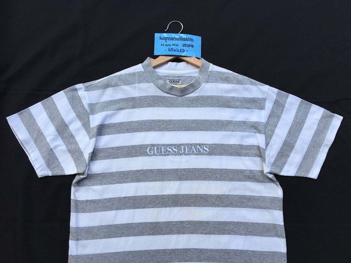Vintage 90s Guess Jeans Embroidered Striped Tee