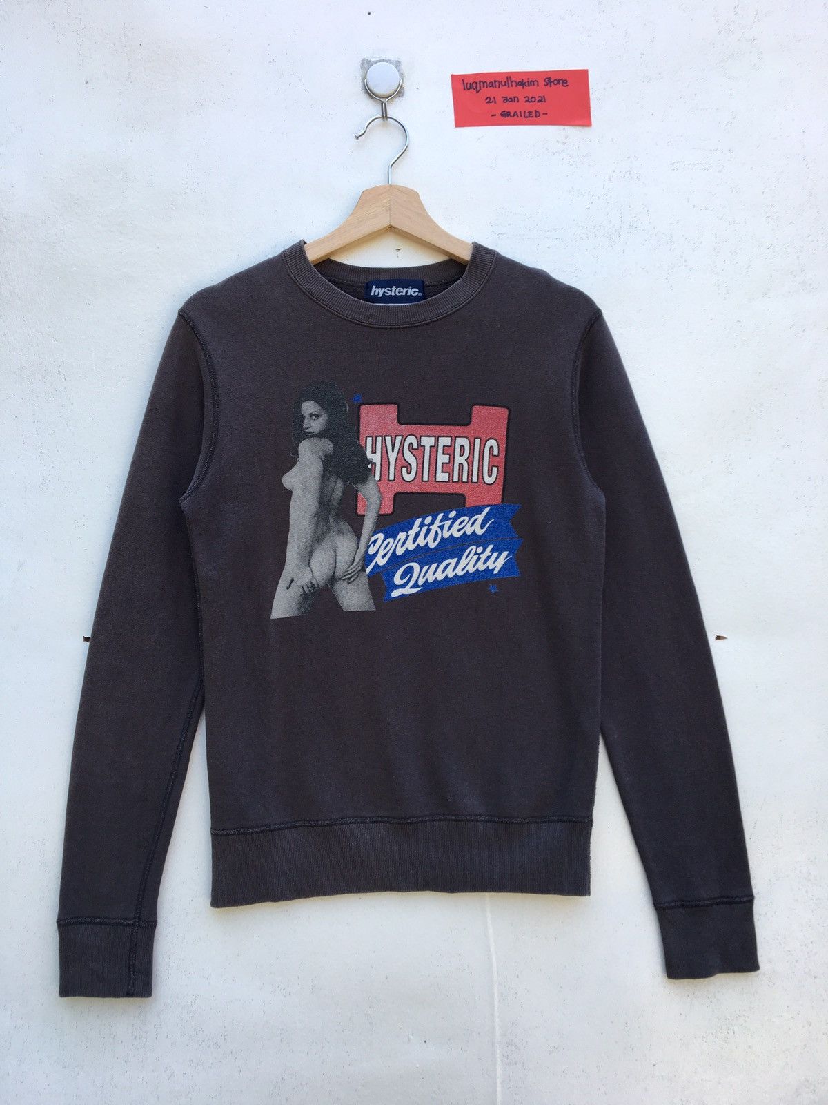 image of Hysteric Glamour Naked Woman Sweatshirt in Grey, Men's (Size Small)
