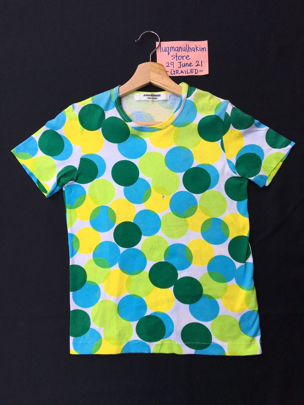 Pre-owned Comme Des Garcons X Junya Watanabe Vintage Archive Ad 2000 Comme Des Garcons Polka Dots Top In Green/yellow