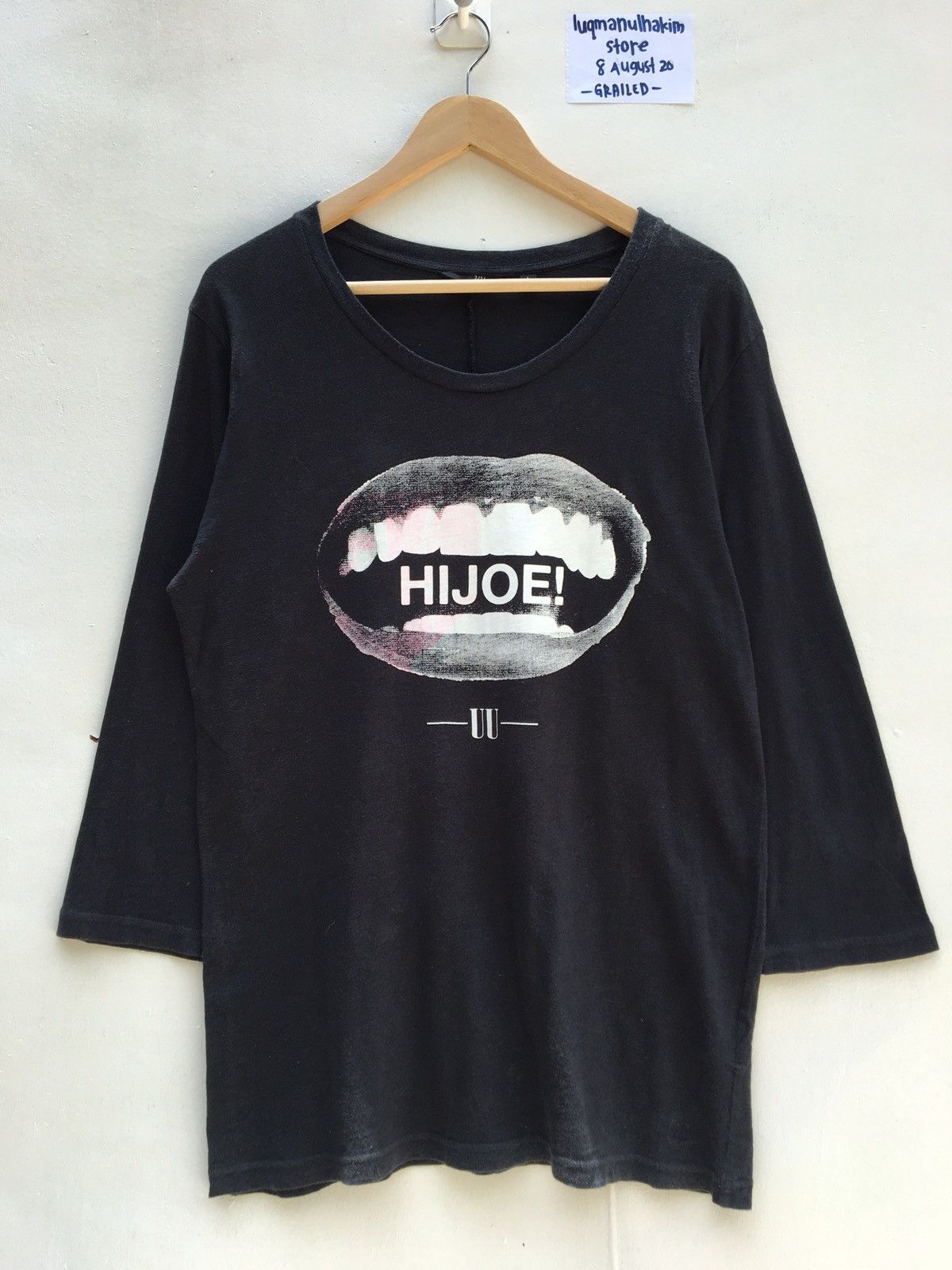 image of Uu Undercover x Uniqlo Hi Joe Printed 3/4 Sleeve in Black, Men's (Size Large)