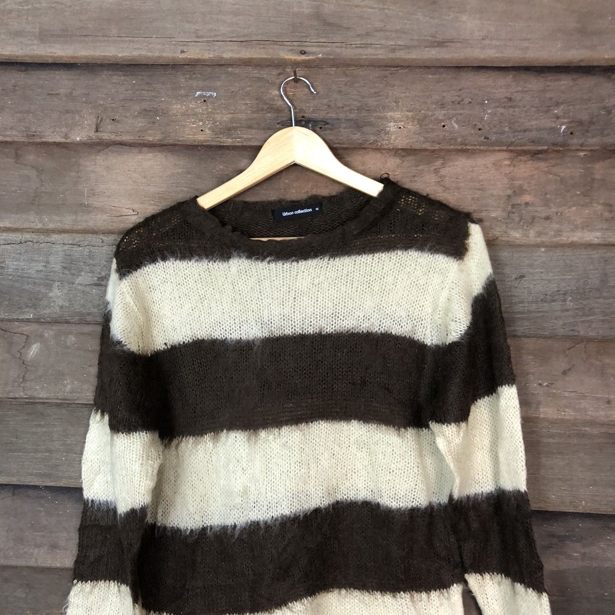 Japanese Brand DL Urban Collection Brown Stripe shag Mohair Knitwear #6798 Size US M / EU 48-50 / 2 - 2 Thumbnail