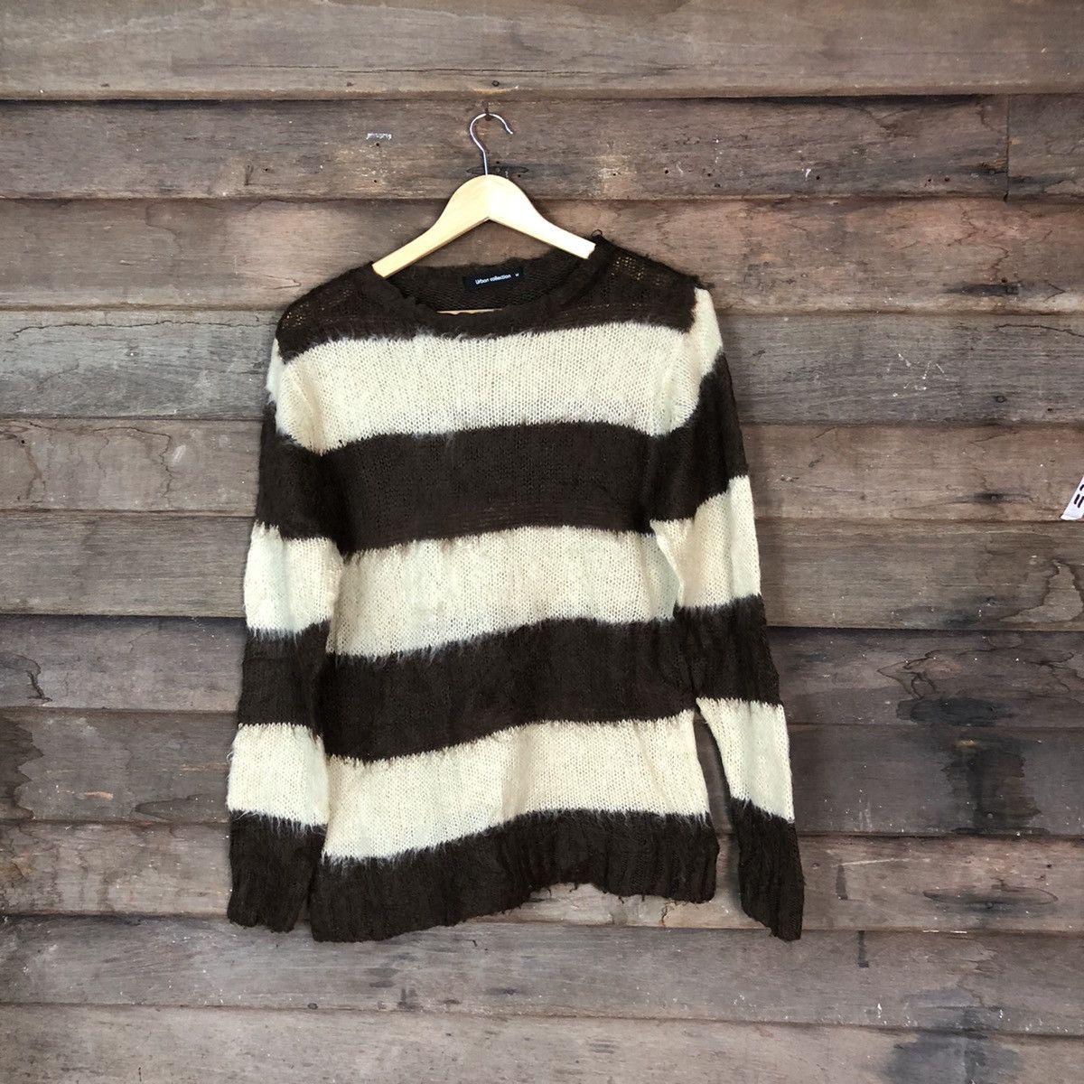 DL Urban Collection Brown Stripe shag Mohair Knitwear #6798