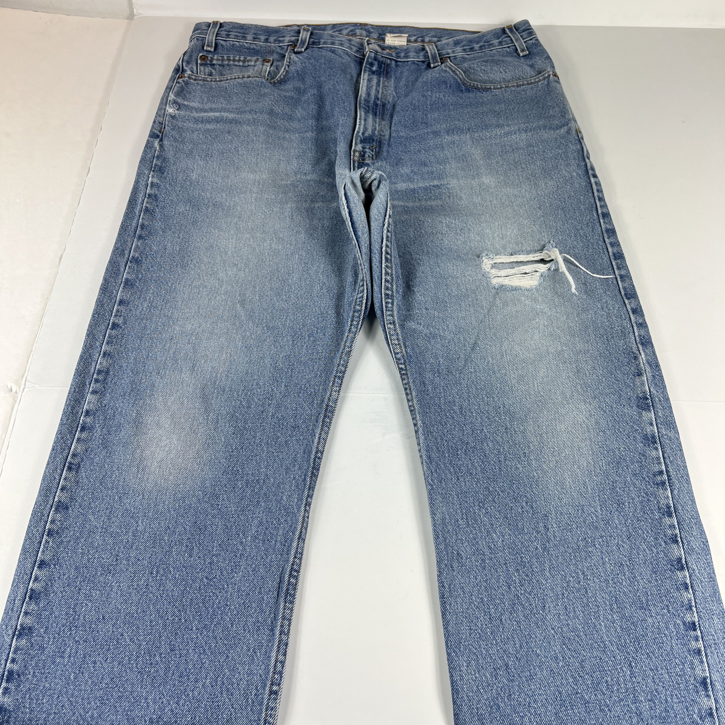 VTG Levi's 505 Regular Straight Leg Blue Distressed Denim