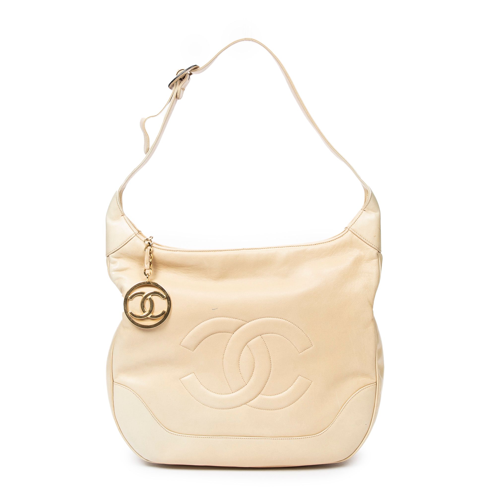 Chanel Large Vintage Hobo Bag in White Smooth Calfskin Leather