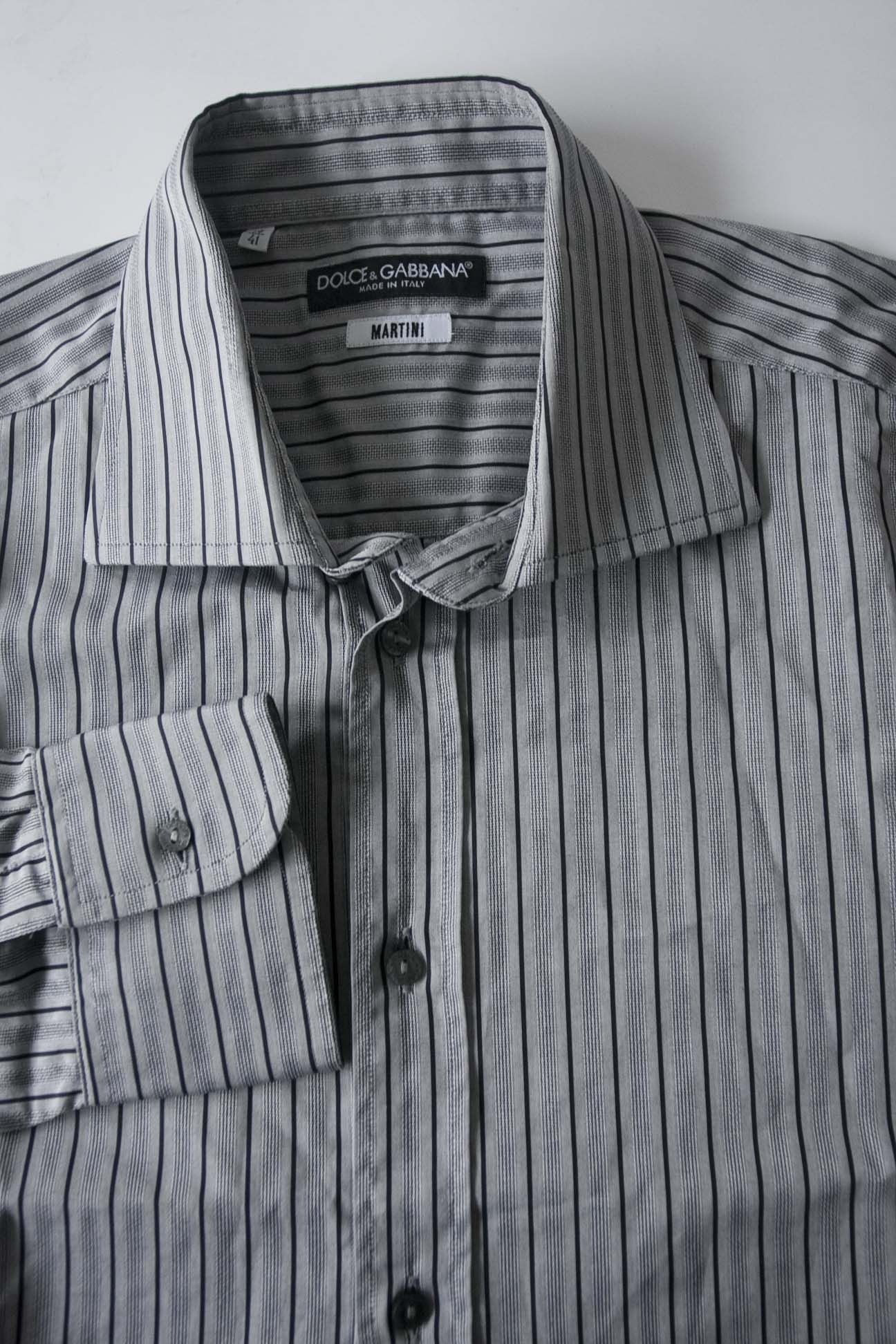Dolce & Gabbana Dolce & Gabbana Martini Shirt Gray Stripe Size 16/ 41 Size US L / EU 52-54 / 3 - 2 Thumbnail