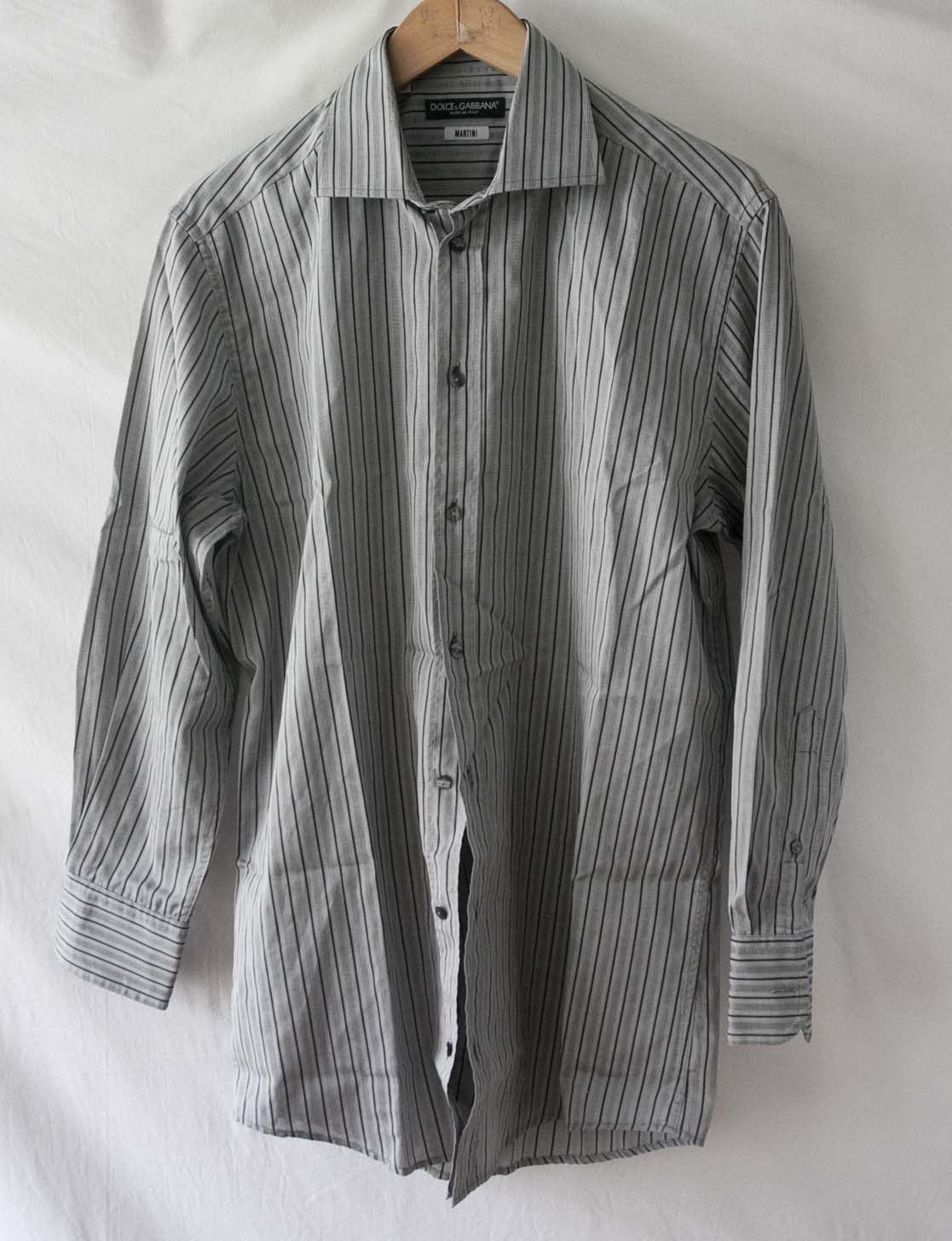 Dolce & Gabbana Dolce & Gabbana Martini Shirt Gray Stripe Size 16/ 41 Size US L / EU 52-54 / 3 - 1 Thumbnail