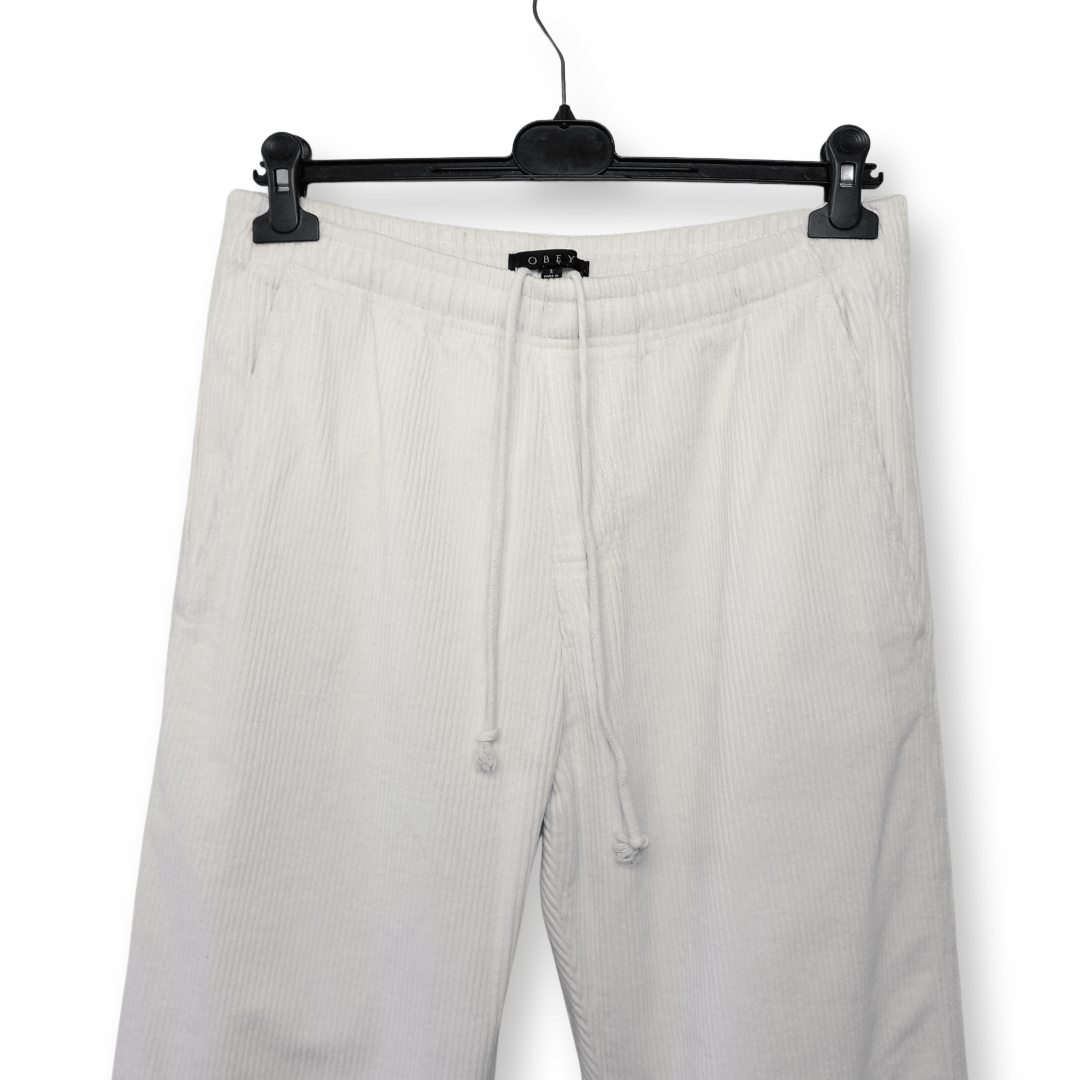 Obey Obey Regular Straight Fit White Bone Splash Corduroy Pants S Size 29" - 6 Thumbnail