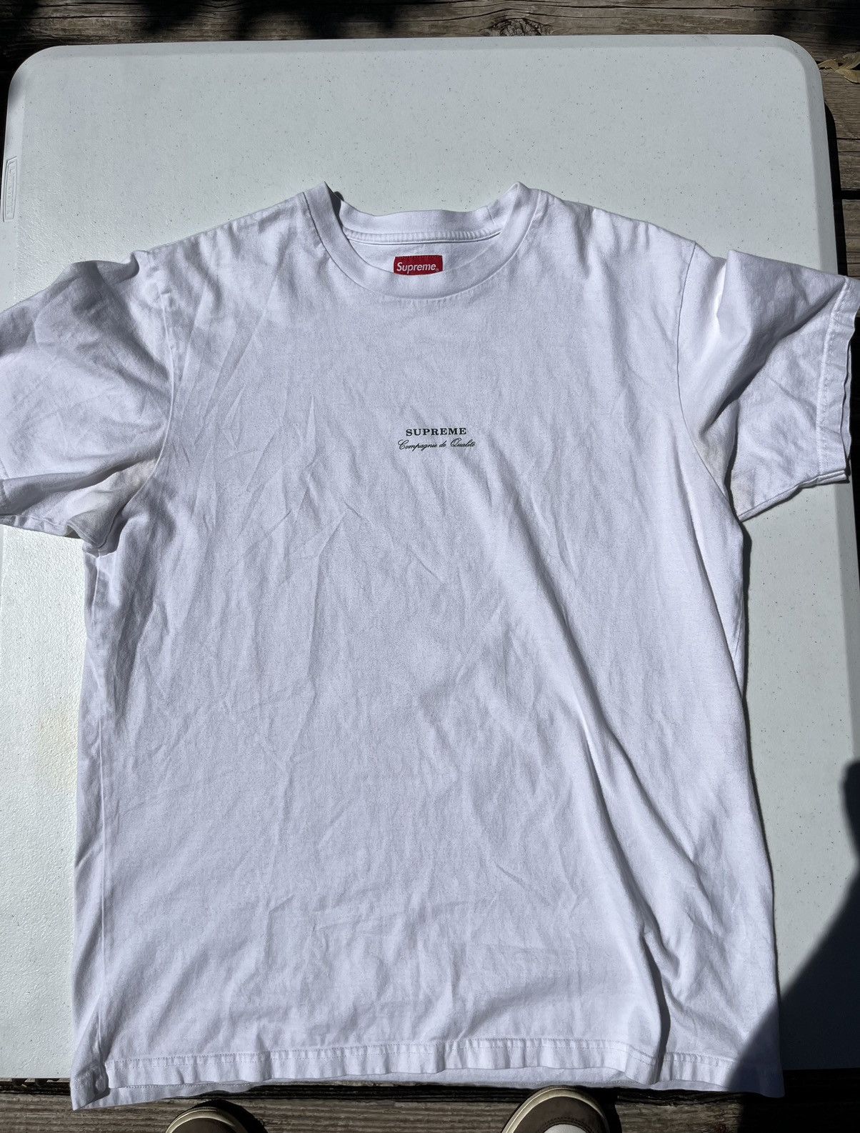 Supreme Supreme Qualite Tee White/Green XL SS19 | Grailed